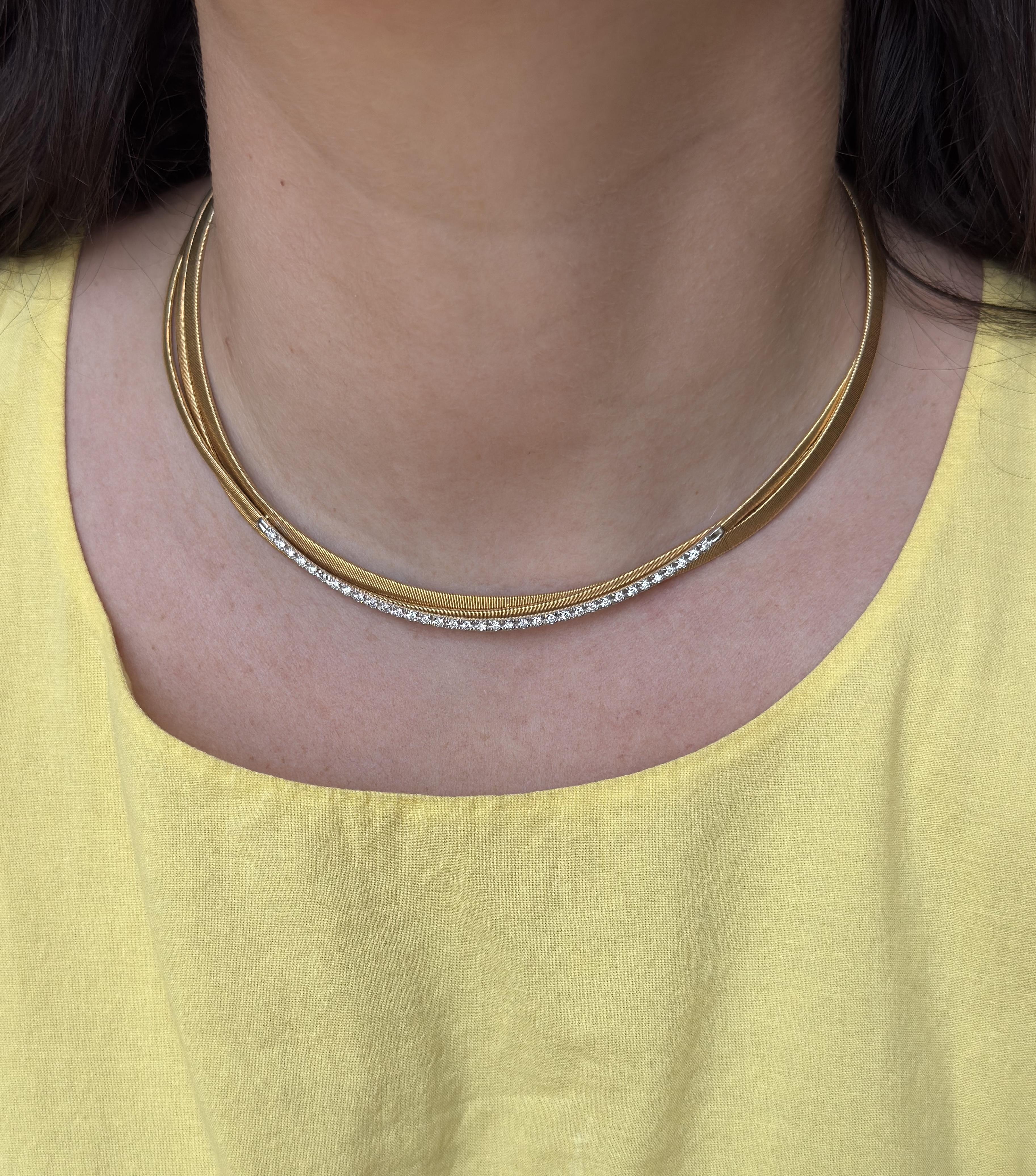 Marco Bicego Marrakech Diamond Gold Three Strand Necklace