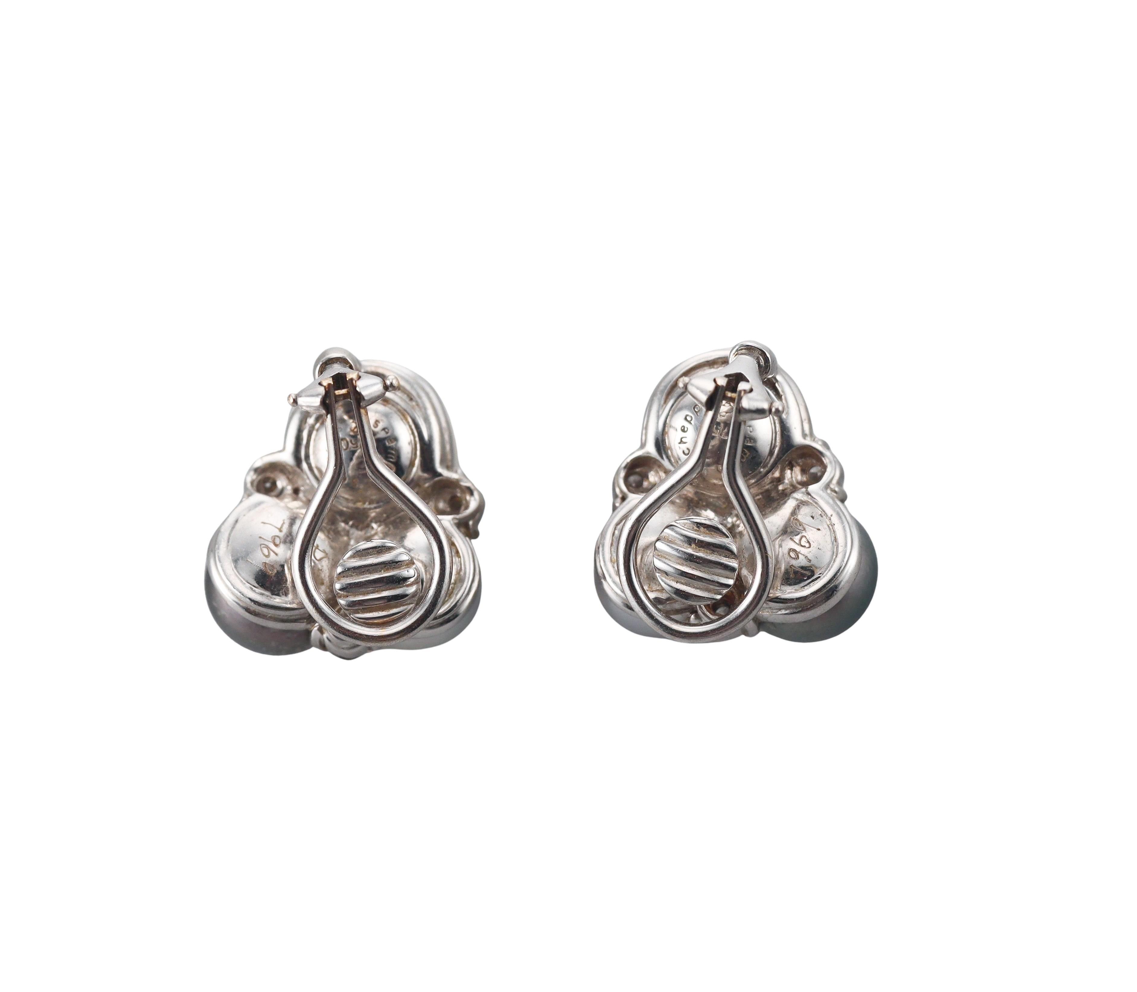 Seaman Schepps Pearl Diamond Gold Earrings