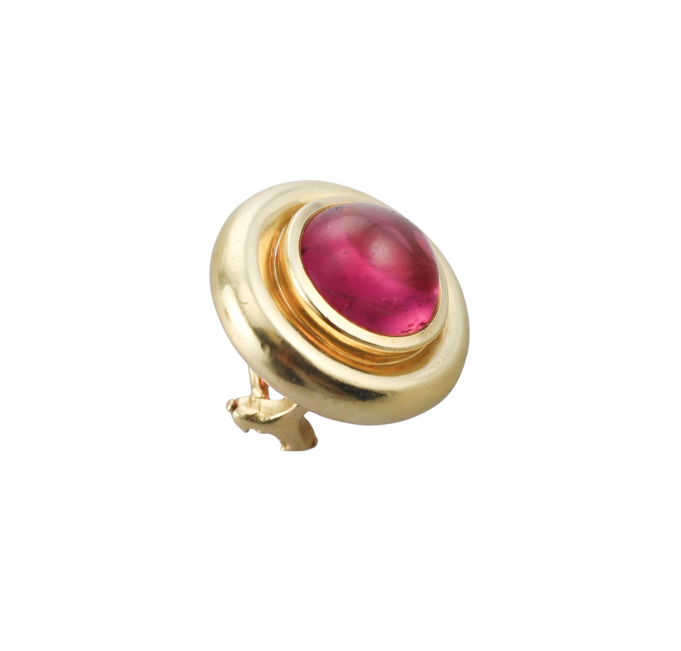 Tiffany & Co Paloma Picasso Pink Tourmaline Gold Button Earrings