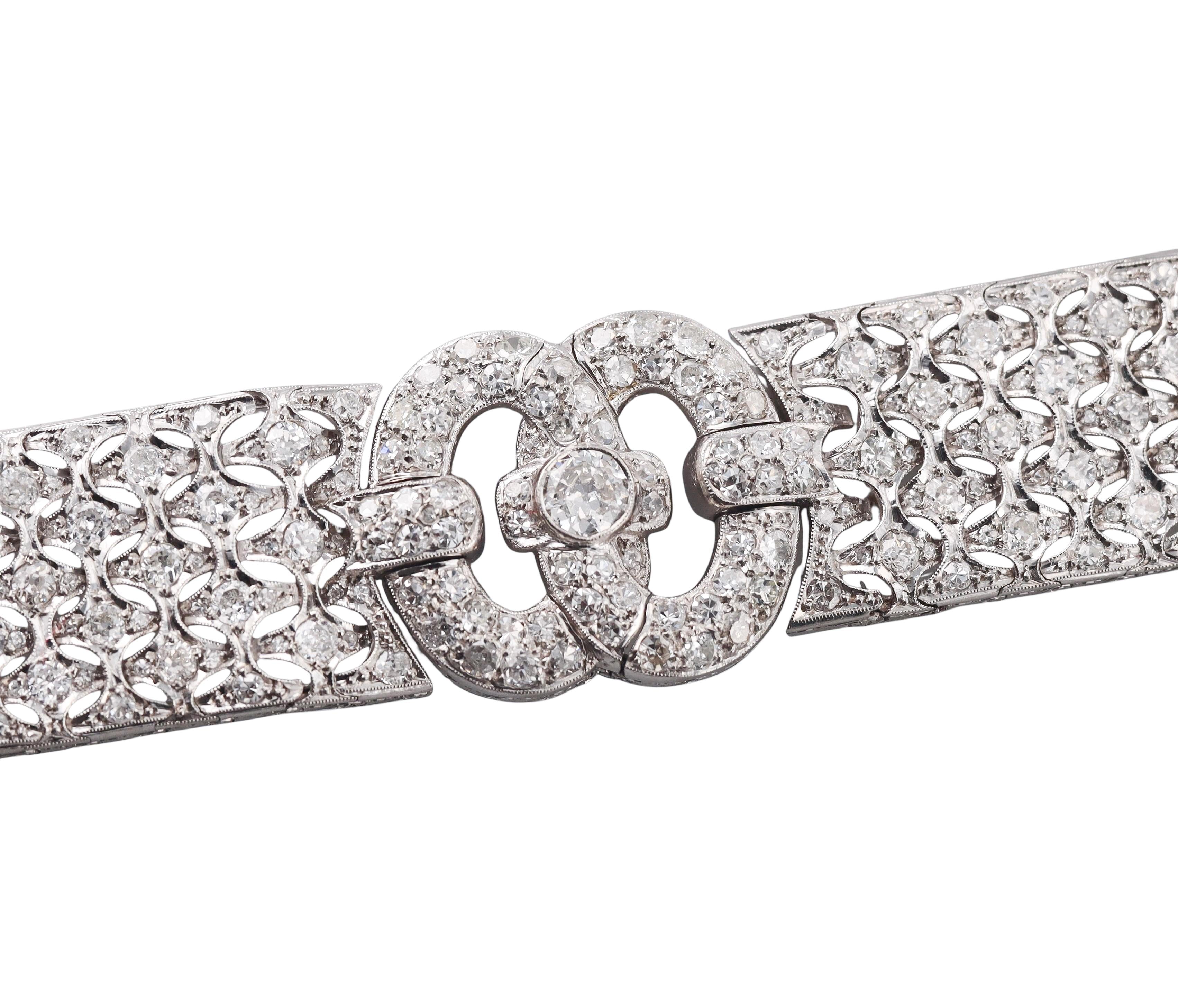 Art Deco 15ctw Diamond Platinum Bracelet