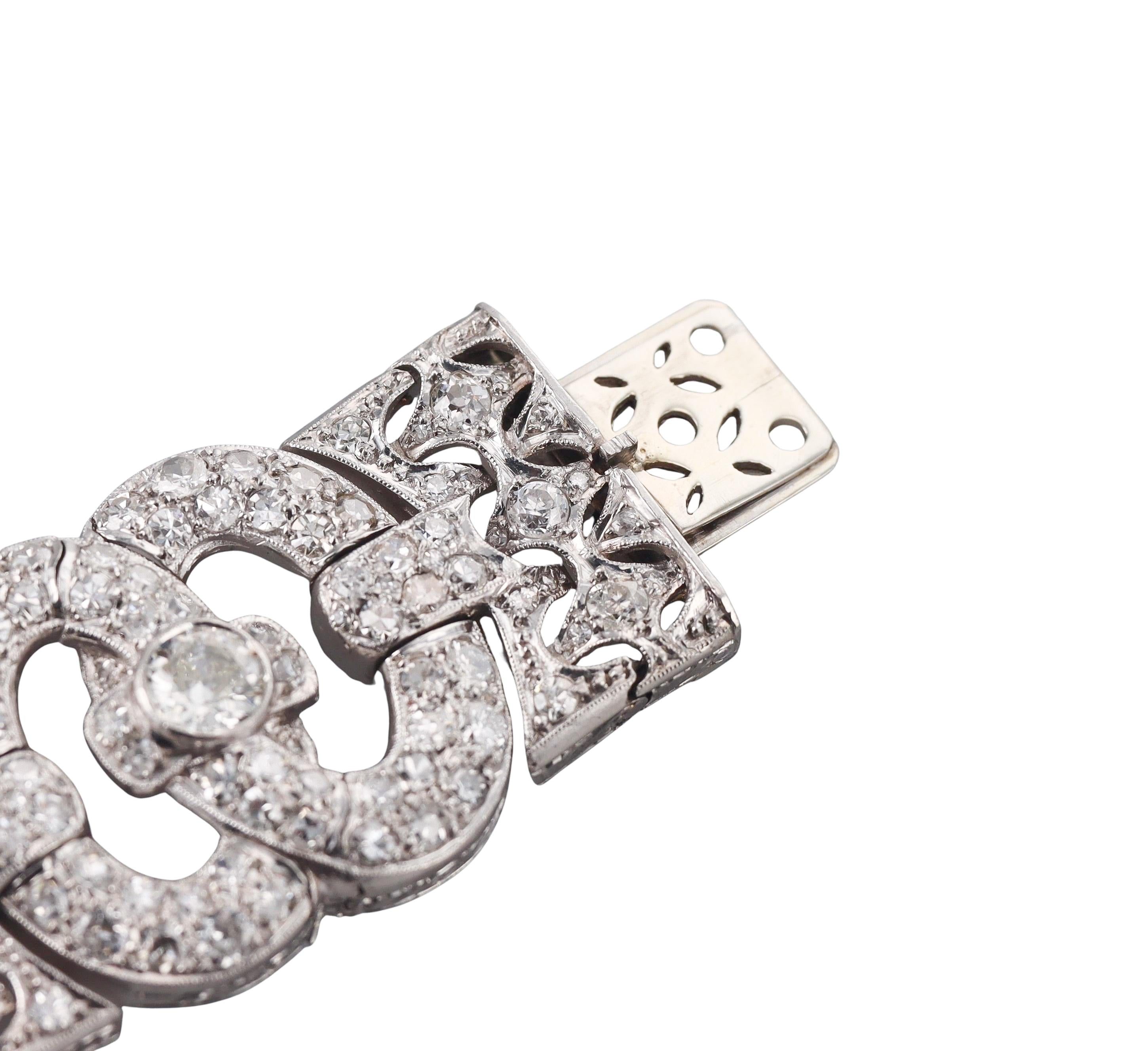 Art Deco 15ctw Diamond Platinum Bracelet