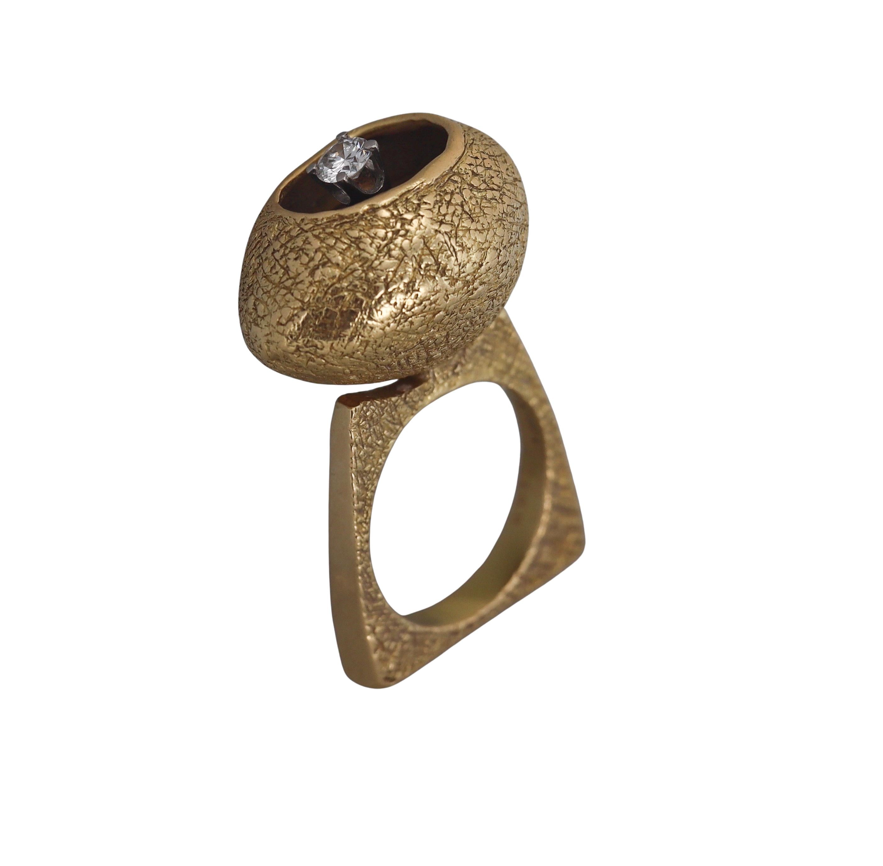 Cartier Lucas Brutalist Gold Diamond Ring