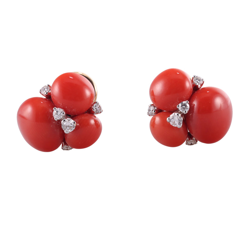 Pomellato Capri Diamond Coral Gold Earrings