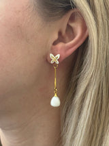 Mimi Milano Gold White Agate Drop Earrings