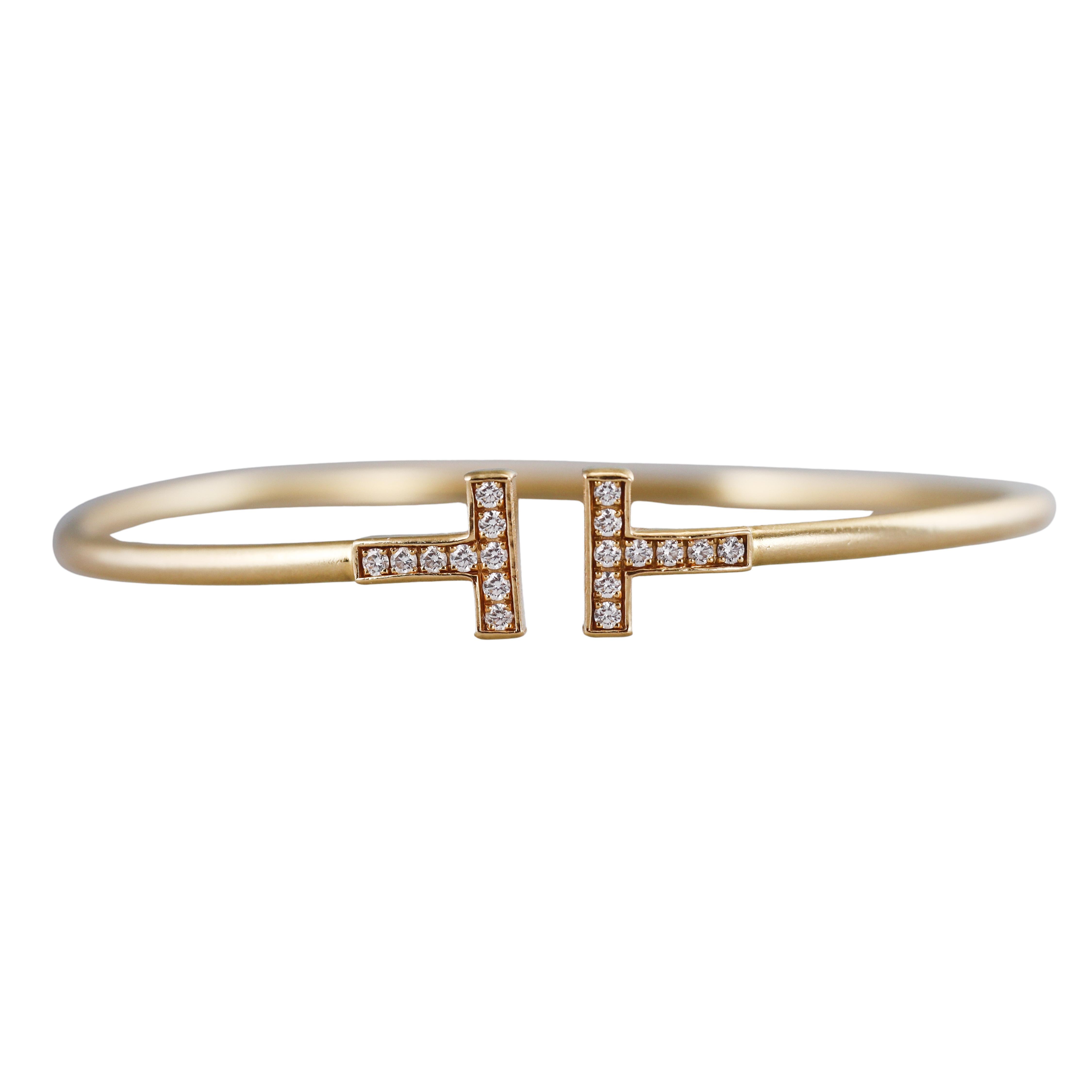 Tiffany & Co Diamond Yellow Gold T Wire Bracelet