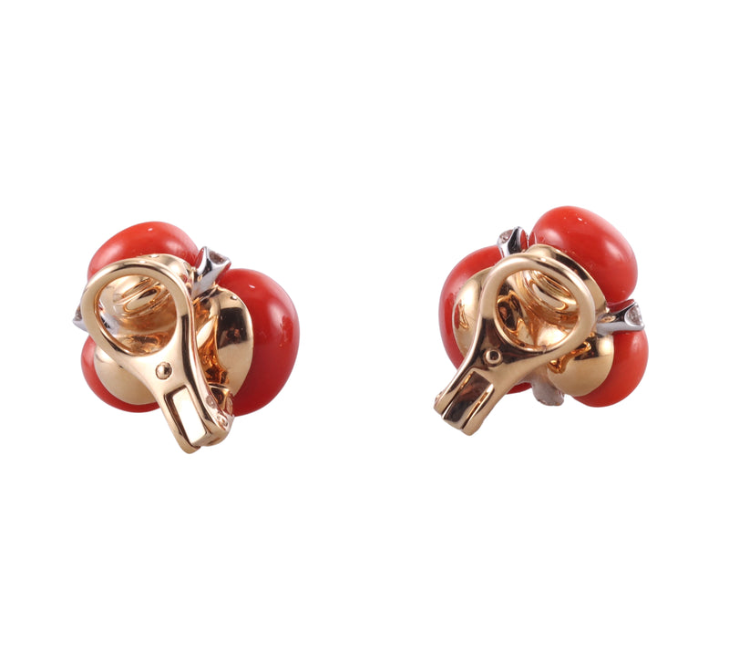 Pomellato Capri Diamond Coral Gold Earrings