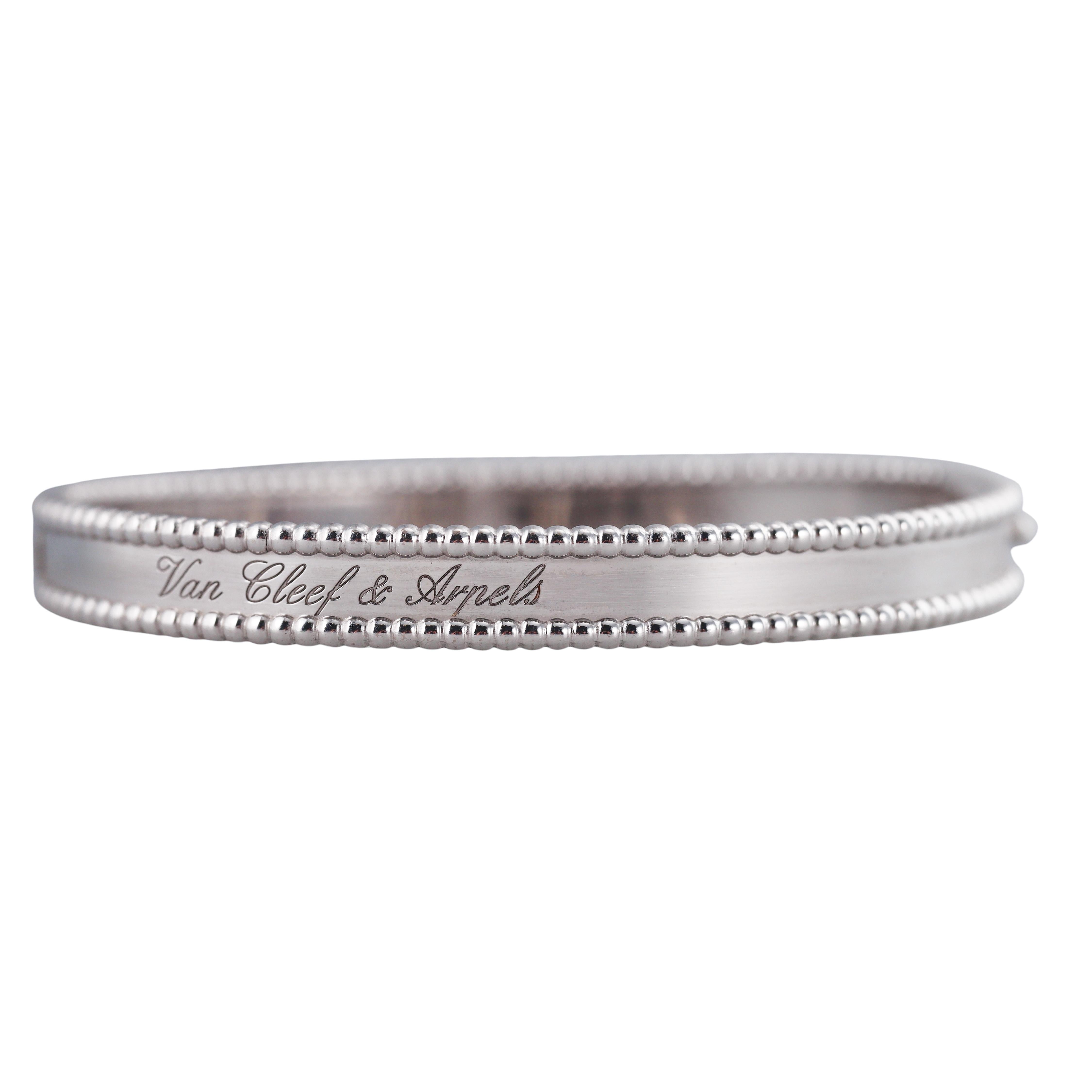 Van Cleef & Arpels Perlee White Gold Bangle Bracelet