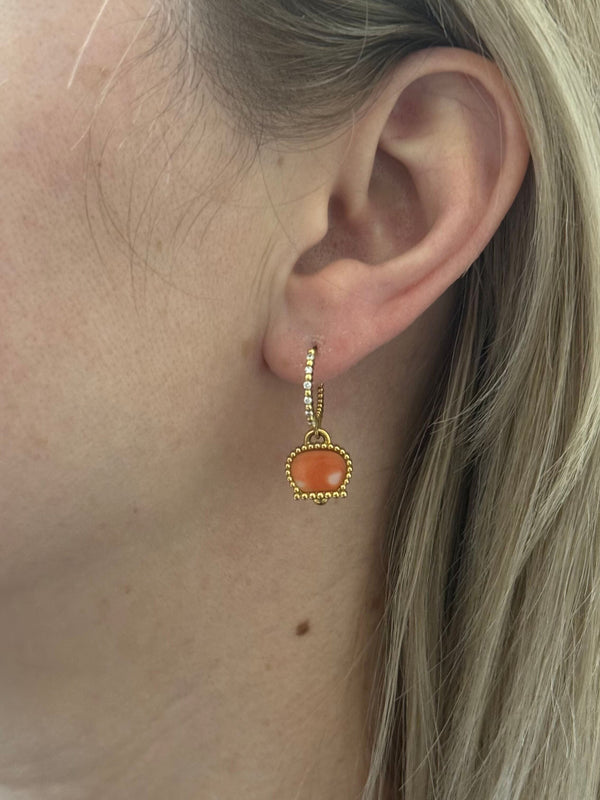 Chantecler Capri Gold Coral Diamond Drop Earrings