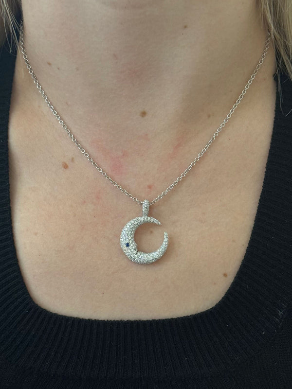 Pasquale Bruni Gold Diamond Half Moon Crescent Pendant Necklace