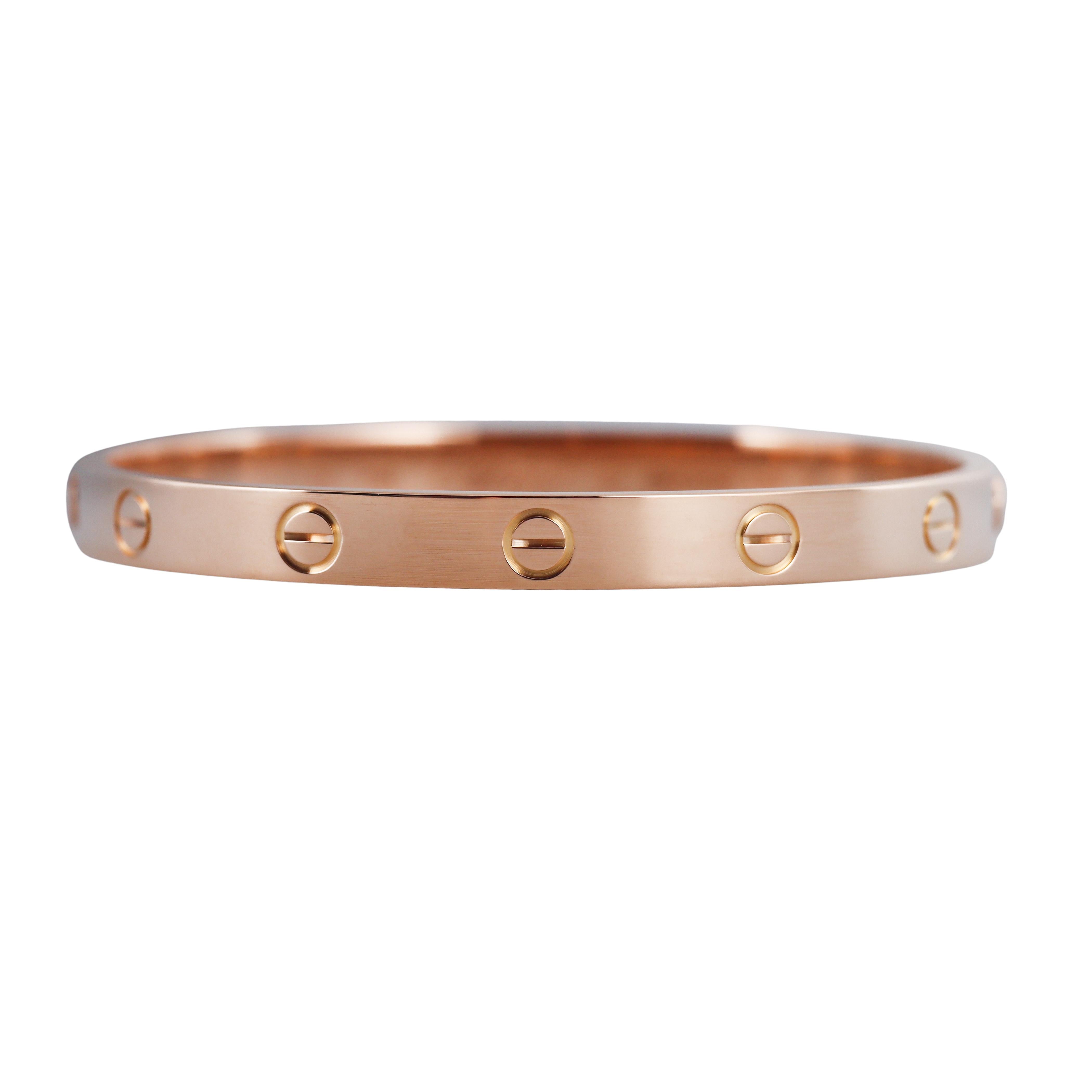Cartier Love Rose Gold Bracelet Classic Model Size 17