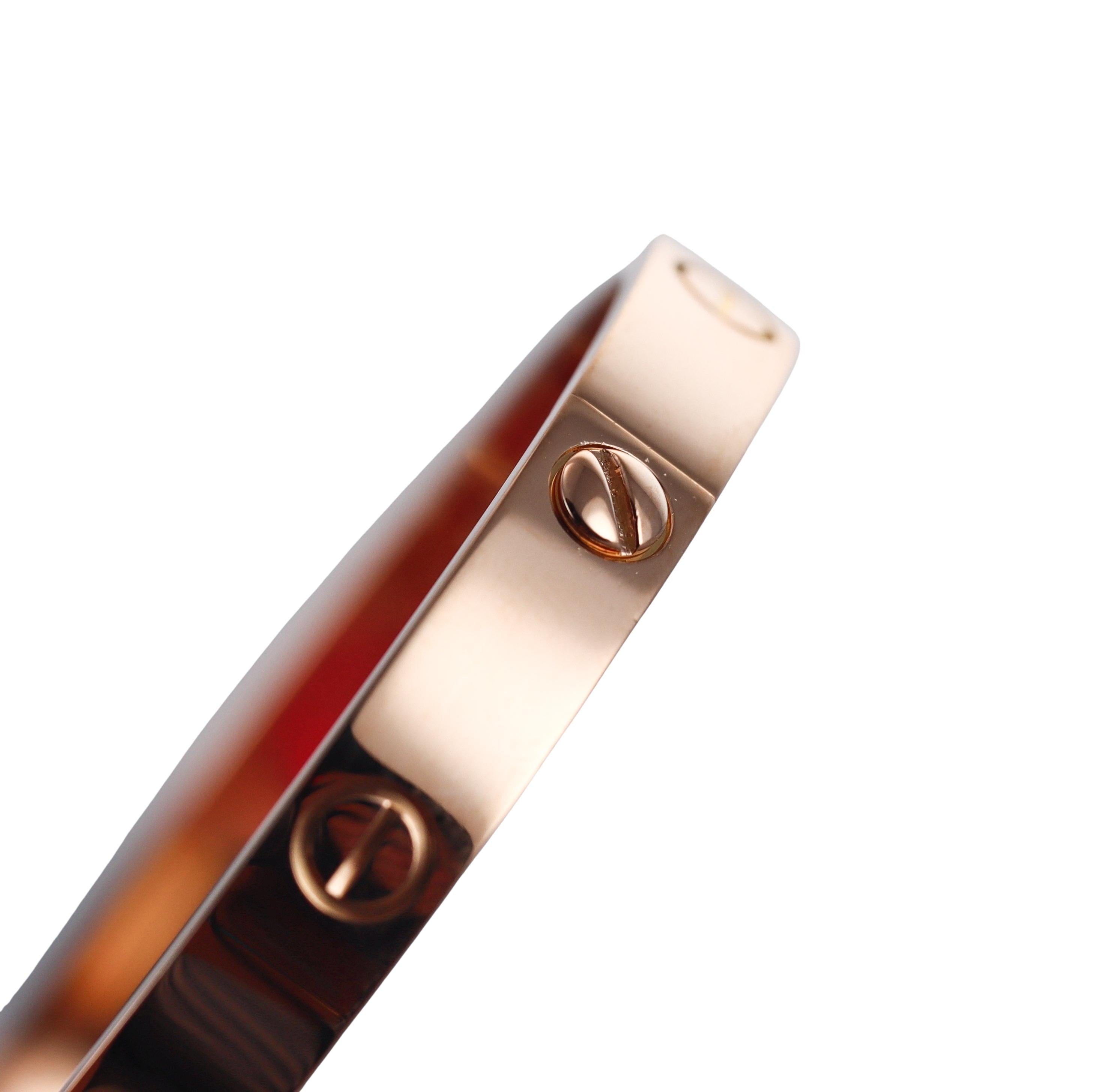 Cartier Love Rose Gold Bracelet Classic Model Size 17