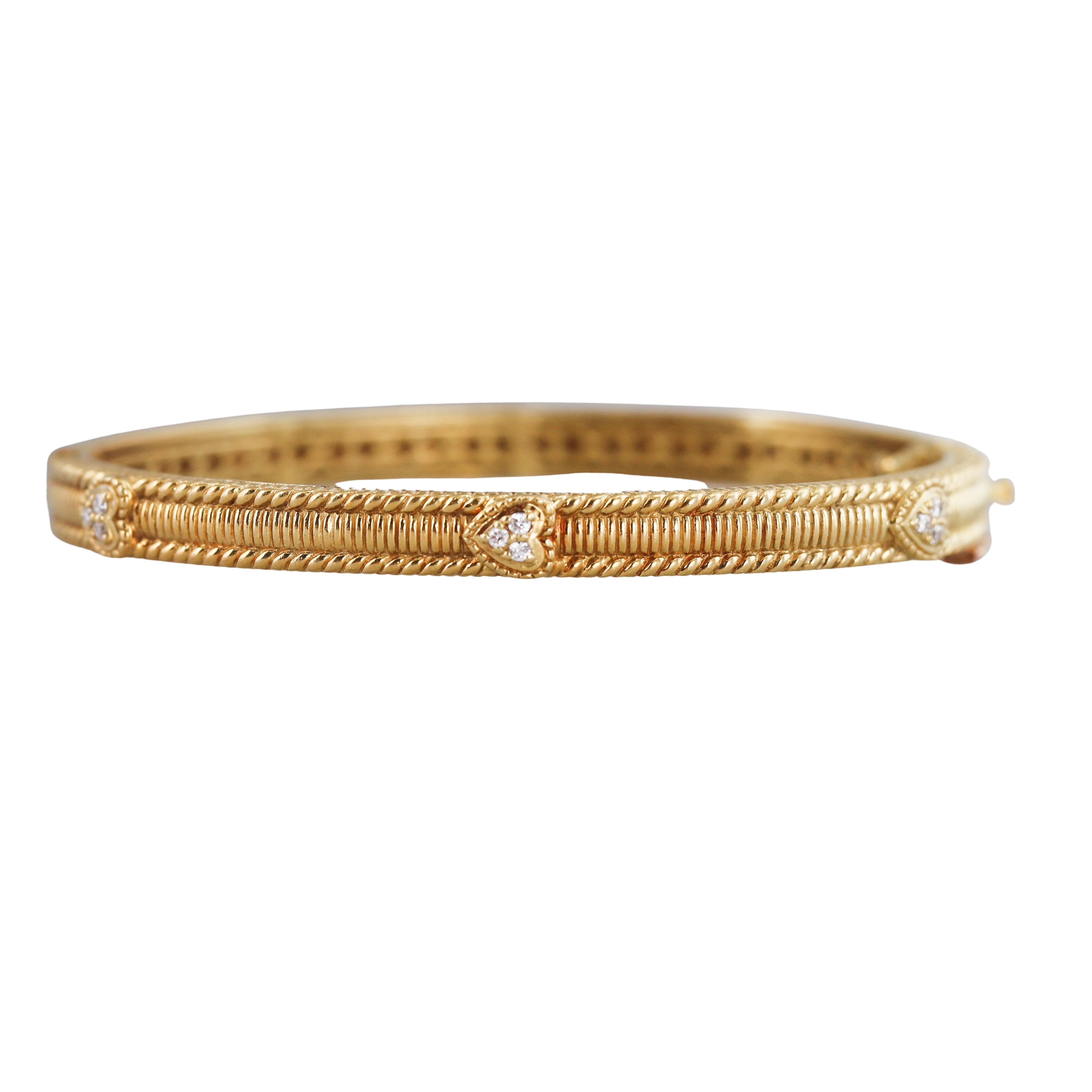 Judith Ripka Diamond Gold Bangle Bracelet