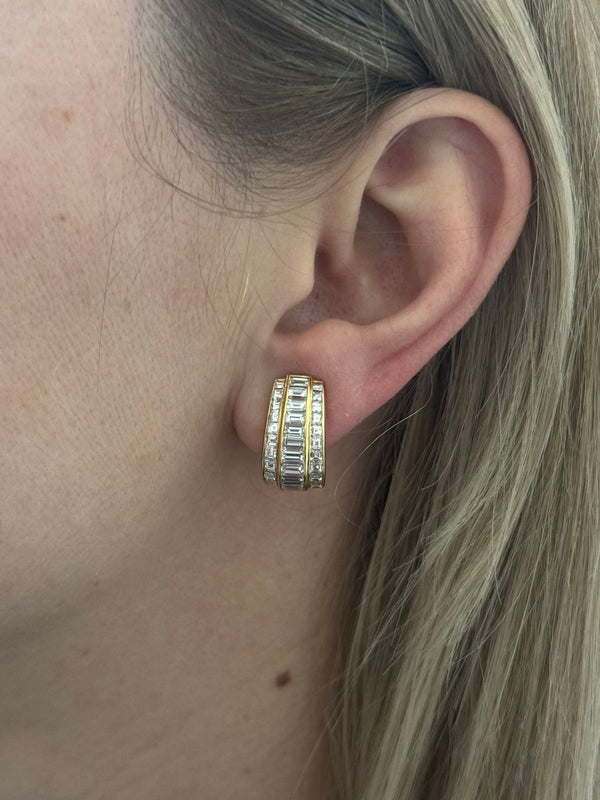 Italian Gold 5.16ctw Diamond Half Hoop Earrings