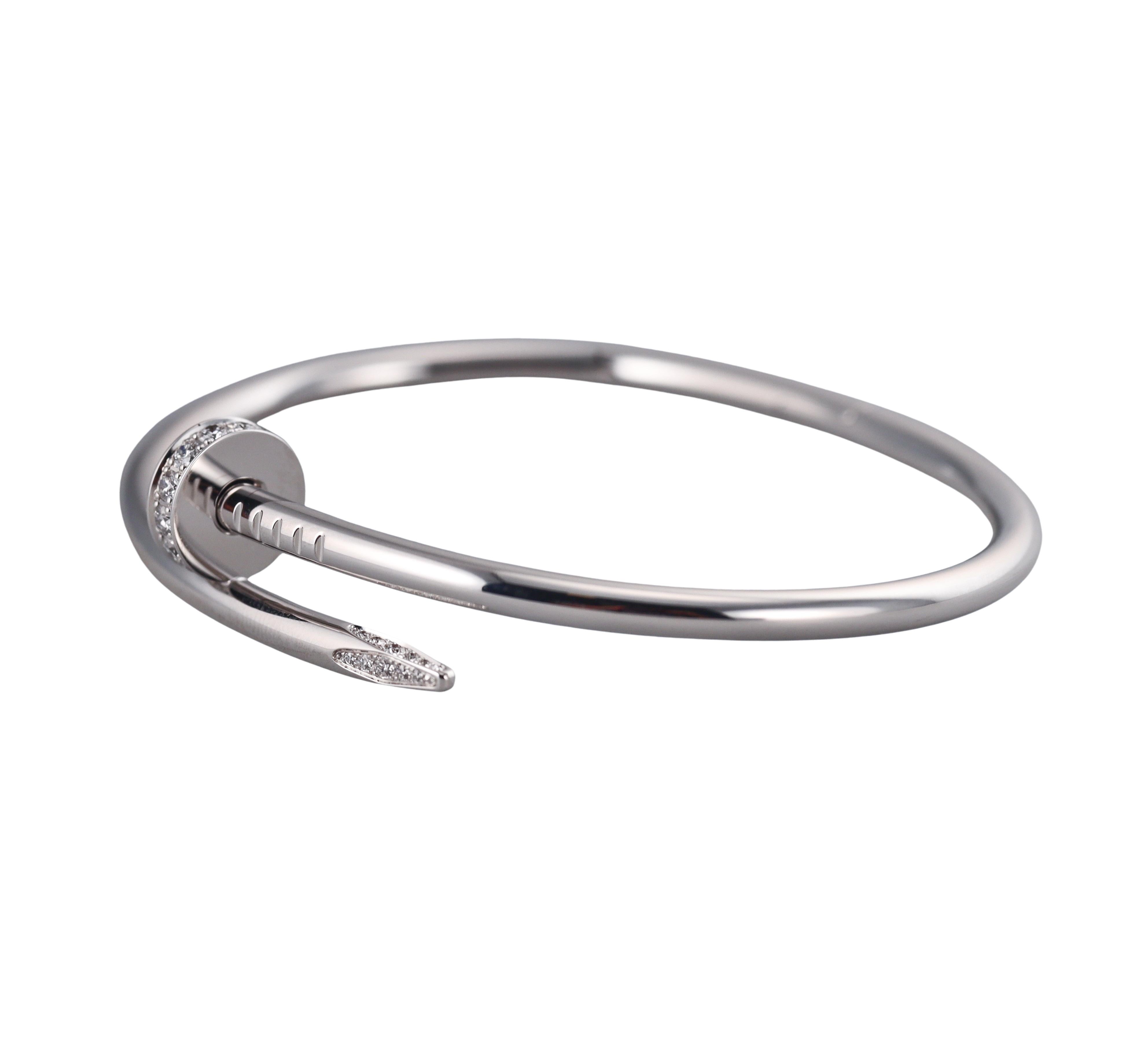 Cartier Juste Un Clou Diamond White Gold Bracelet Size 18