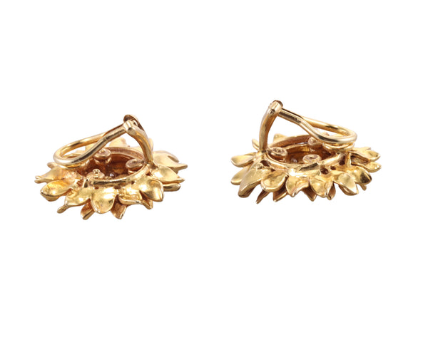 Asprey Diamond Gold Sunflower Earrings