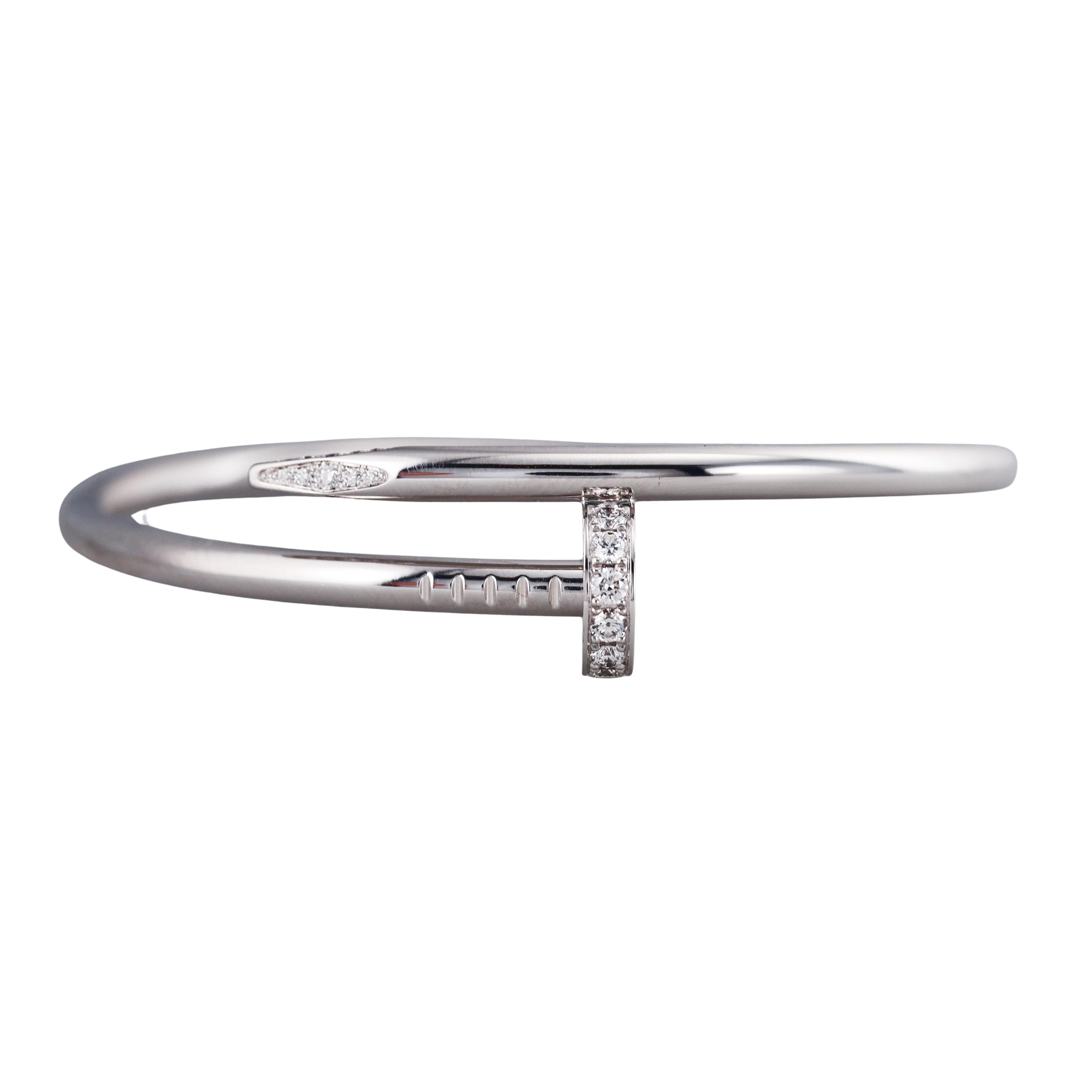 Cartier Juste Un Clou Diamond White Gold Bracelet Size 18