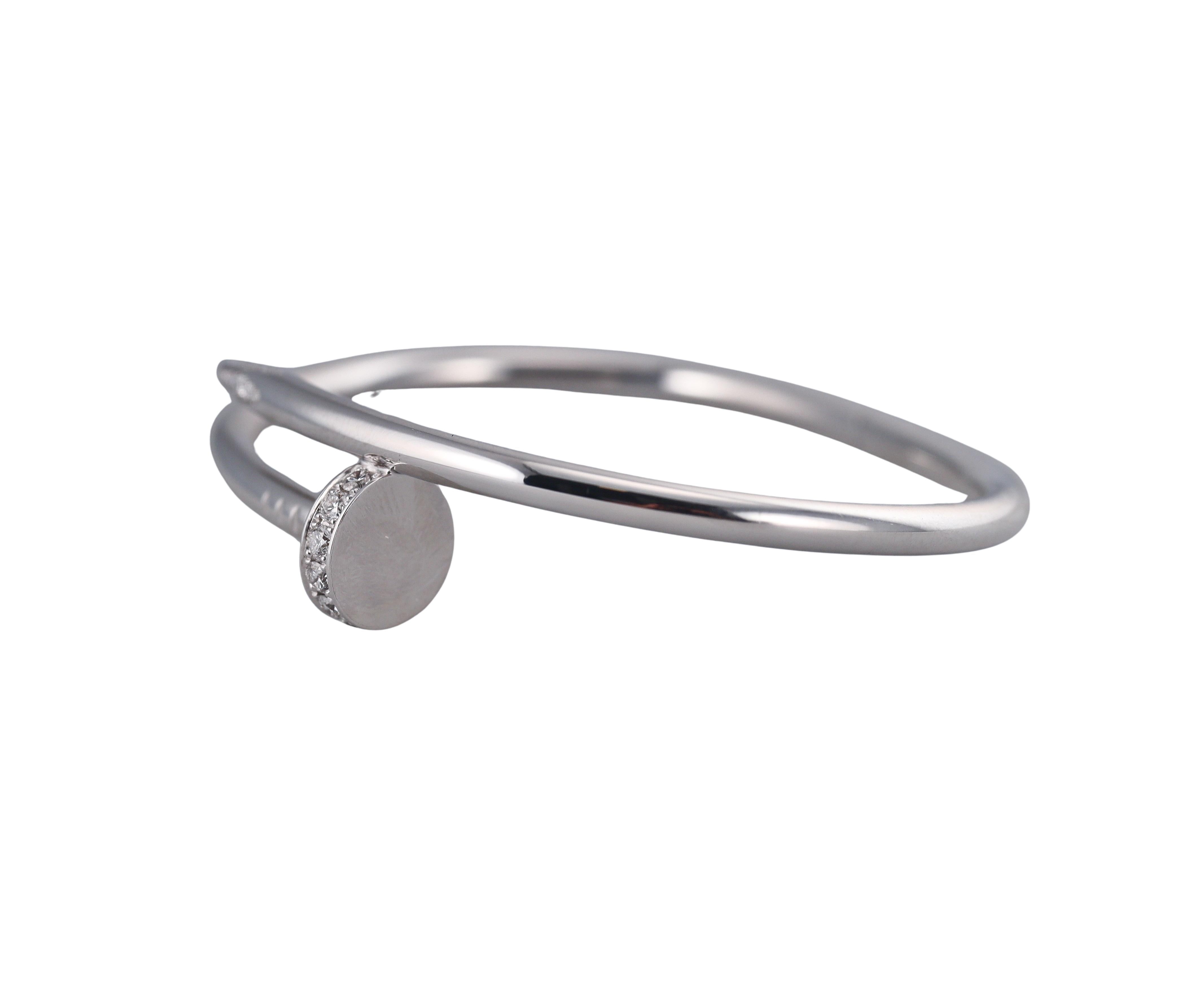 Cartier Juste Un Clou Diamond White Gold Bracelet Size 16