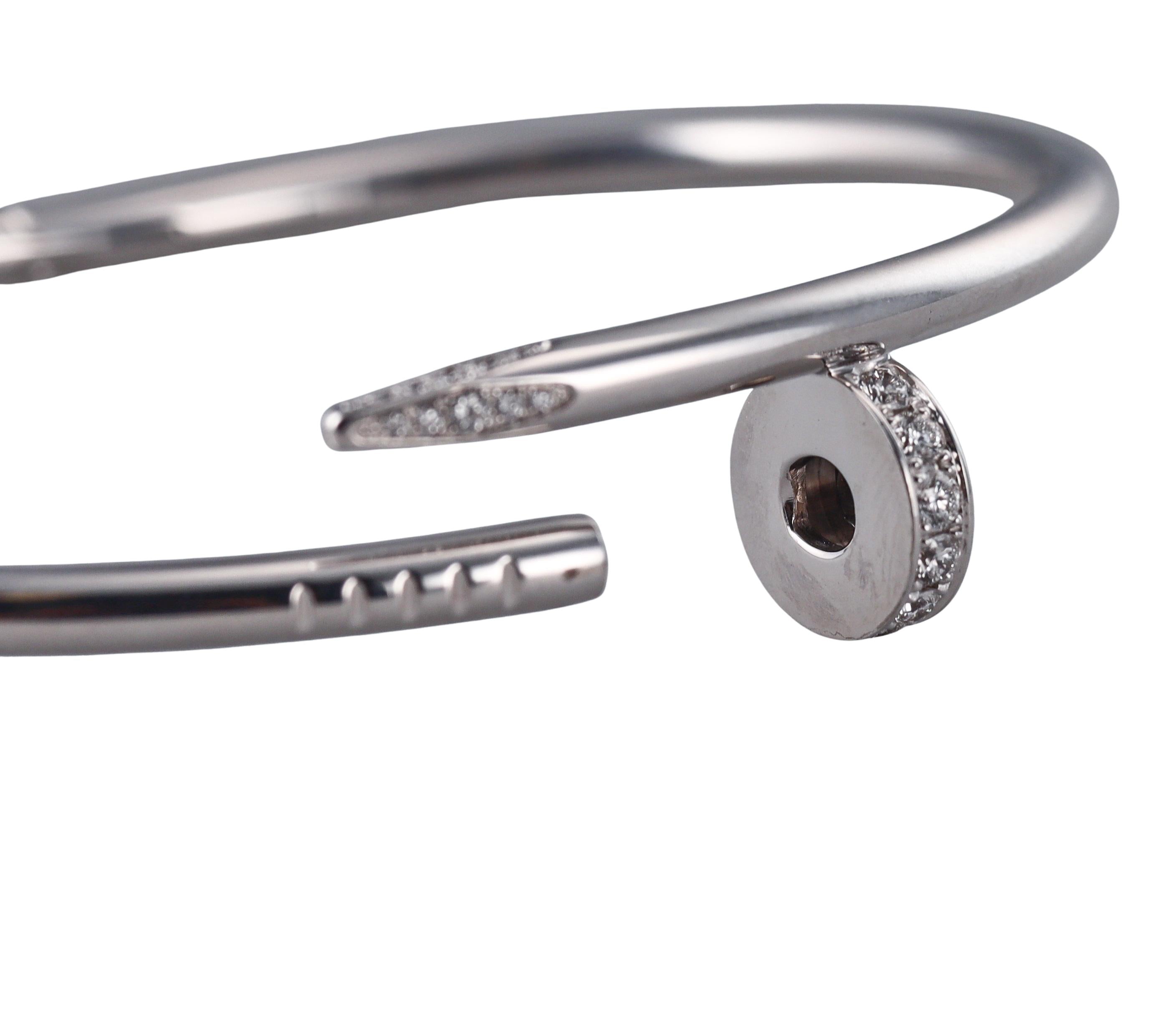 Cartier Juste Un Clou Diamond White Gold Bracelet Size 16