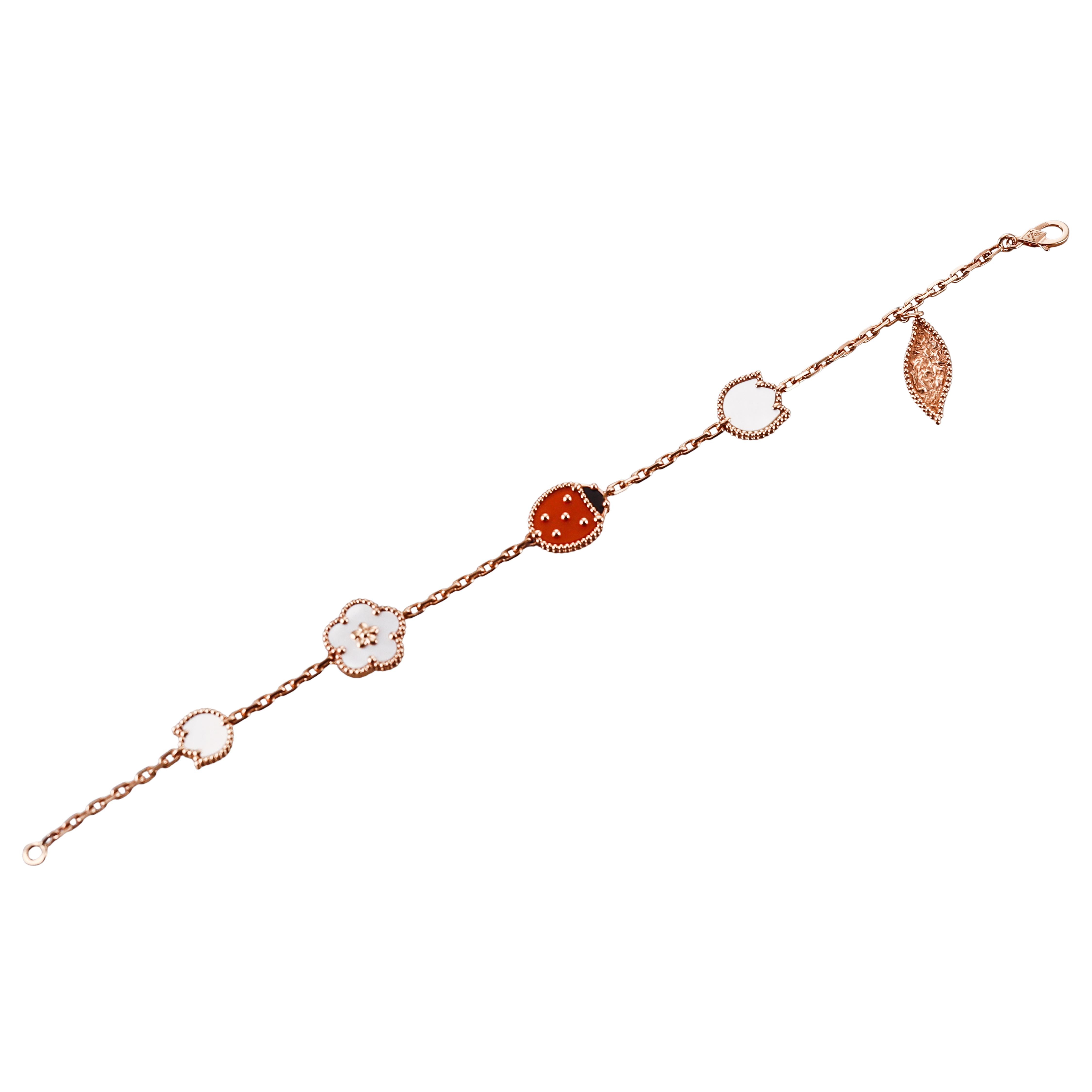Van Cleef & Arpels Lucky Spring Rose Gold MOP Carnelian Bracelet