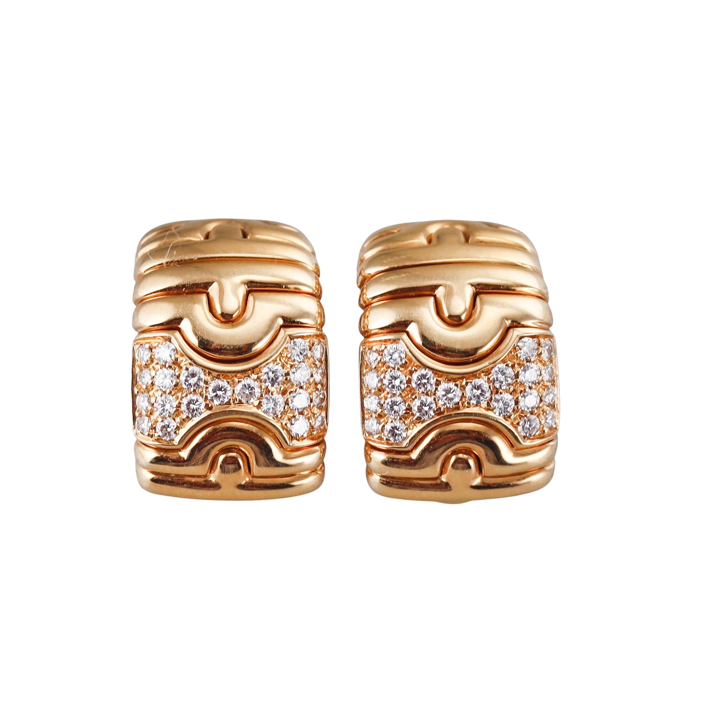 Bulgari Parentesi Diamond Gold Earrings