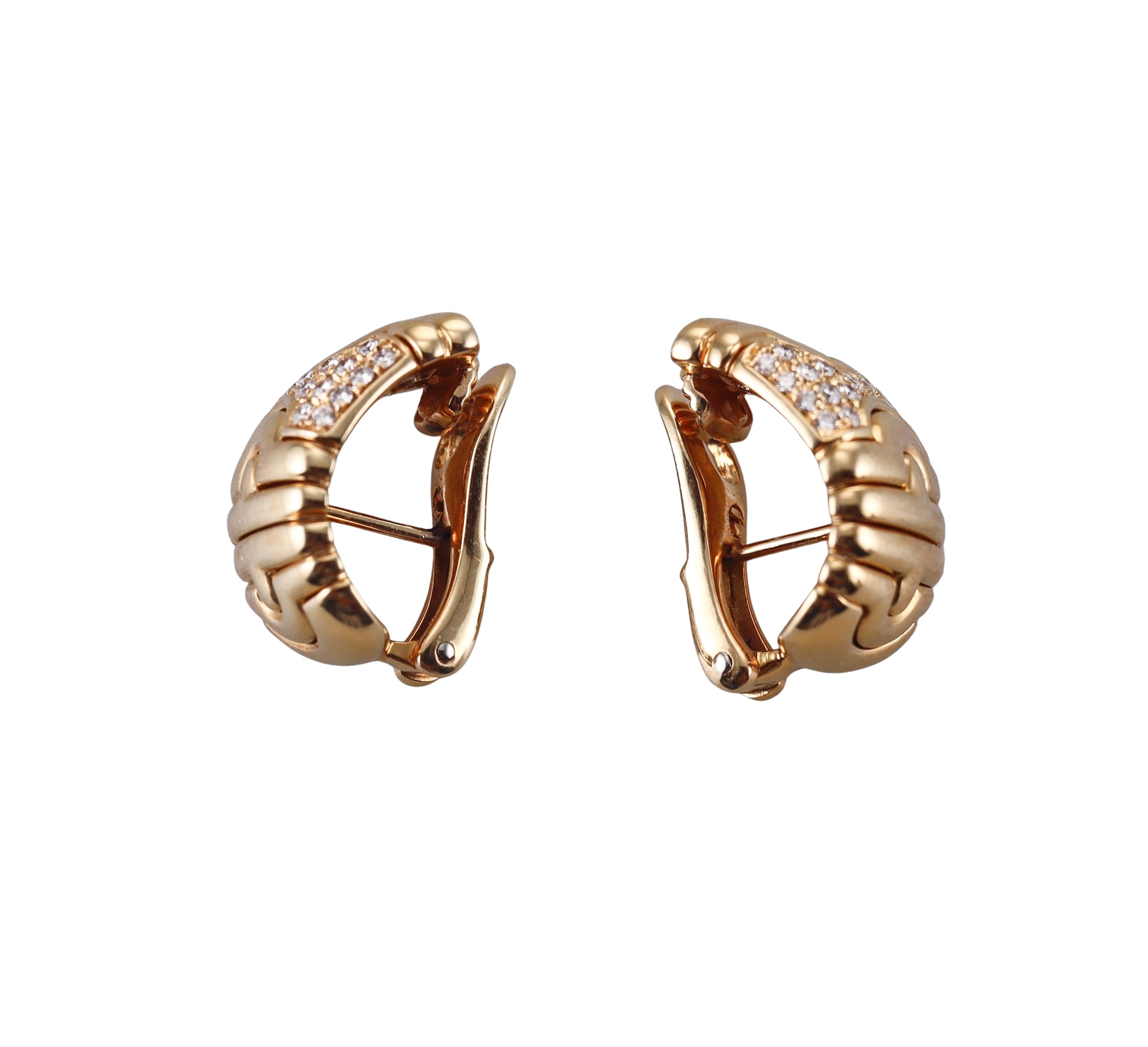 Bulgari Parentesi Diamond Gold Earrings