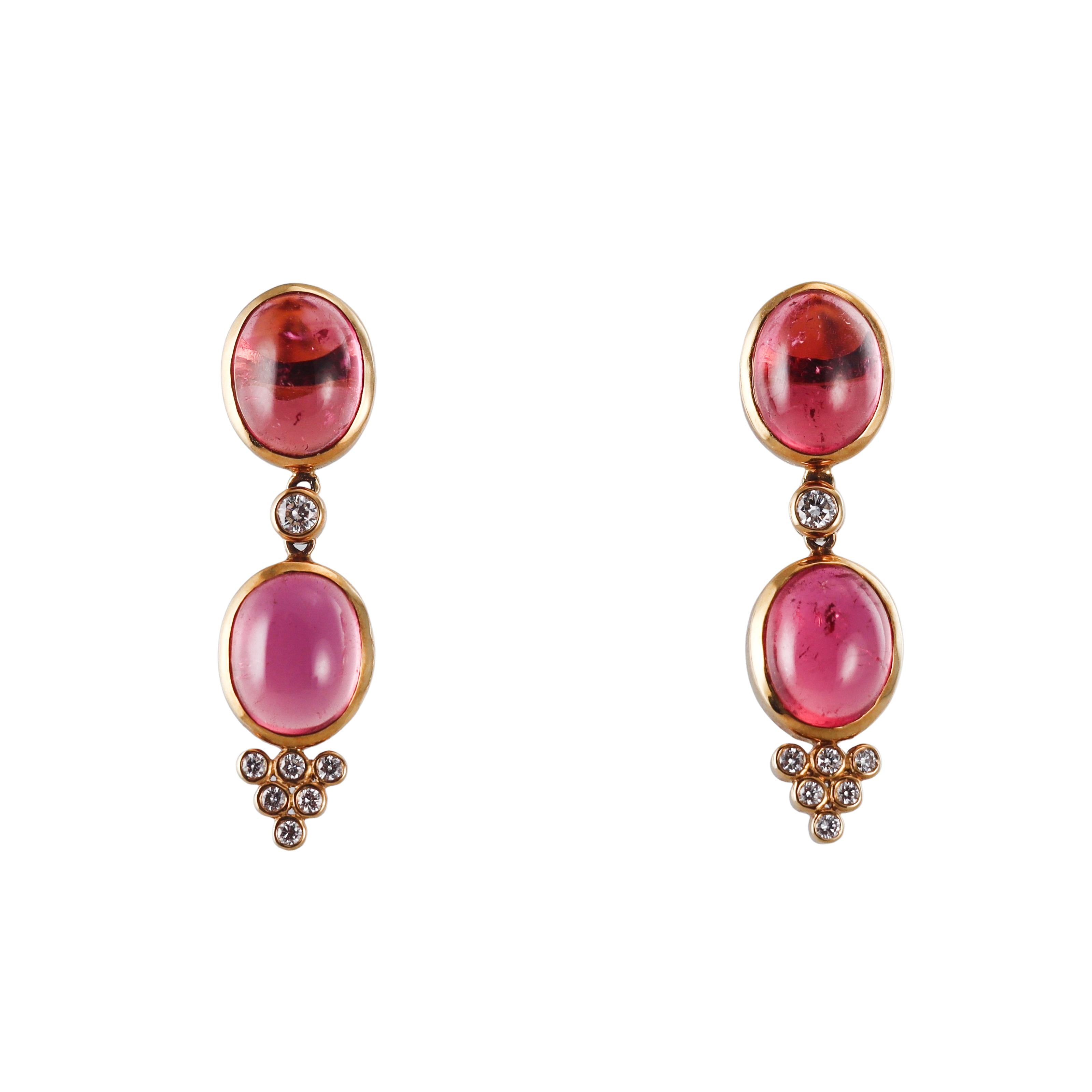 Temple St. Clair Pink Tourmaline Diamond Gold Earrings