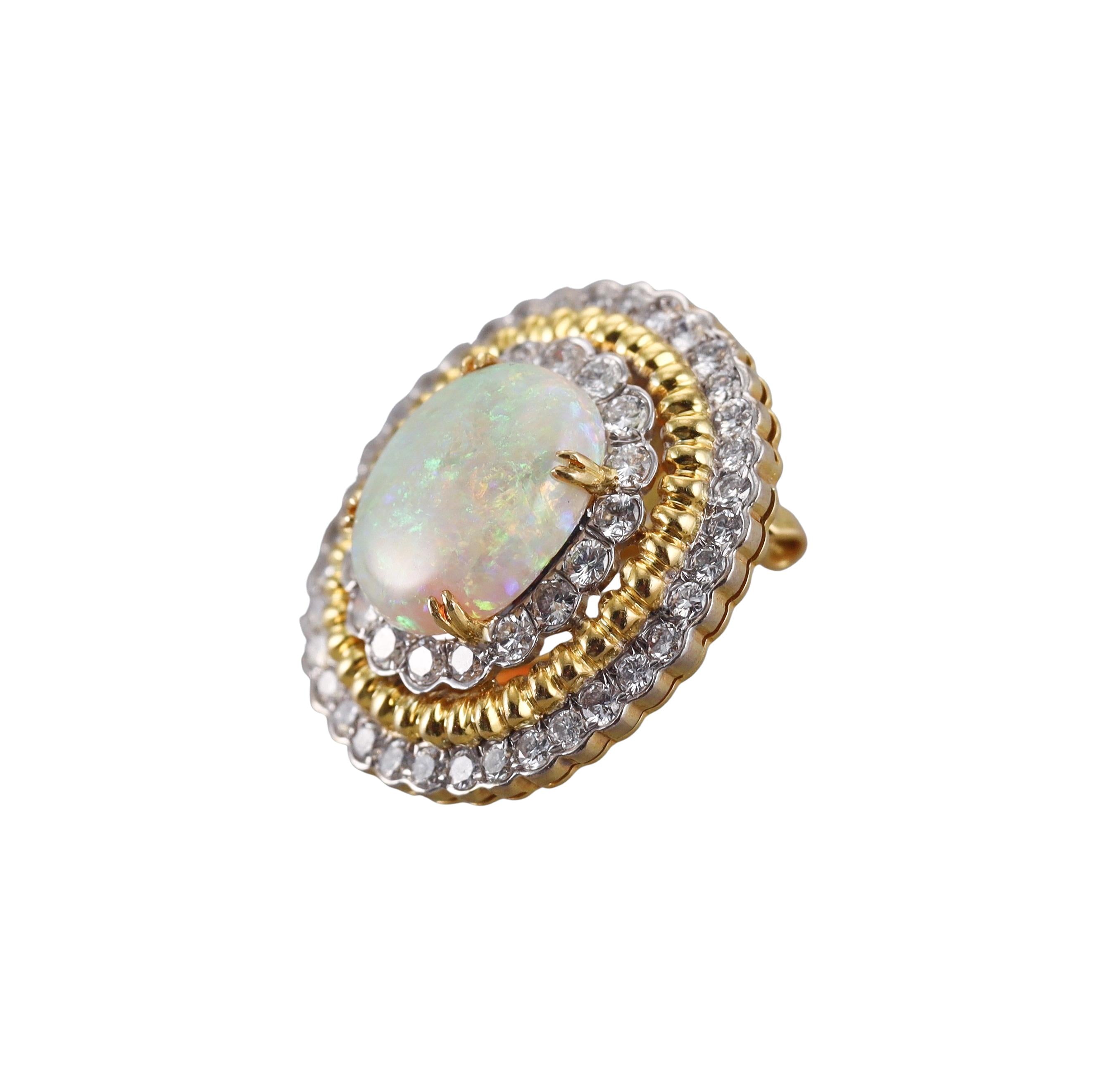 Opal Diamond Gold Earrings
