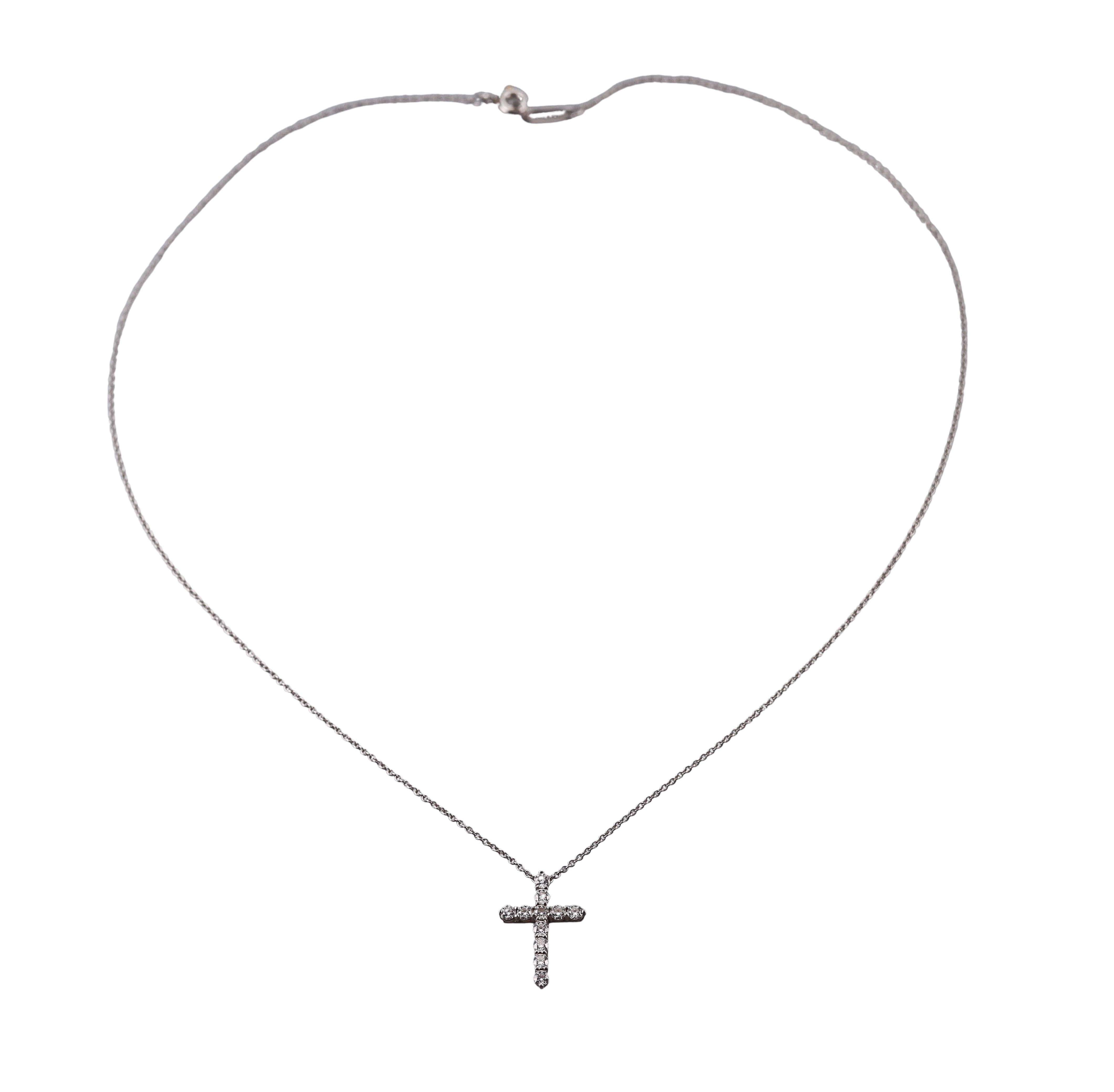 Tiffany & Co Diamond Platinum Cross Pendant Necklace