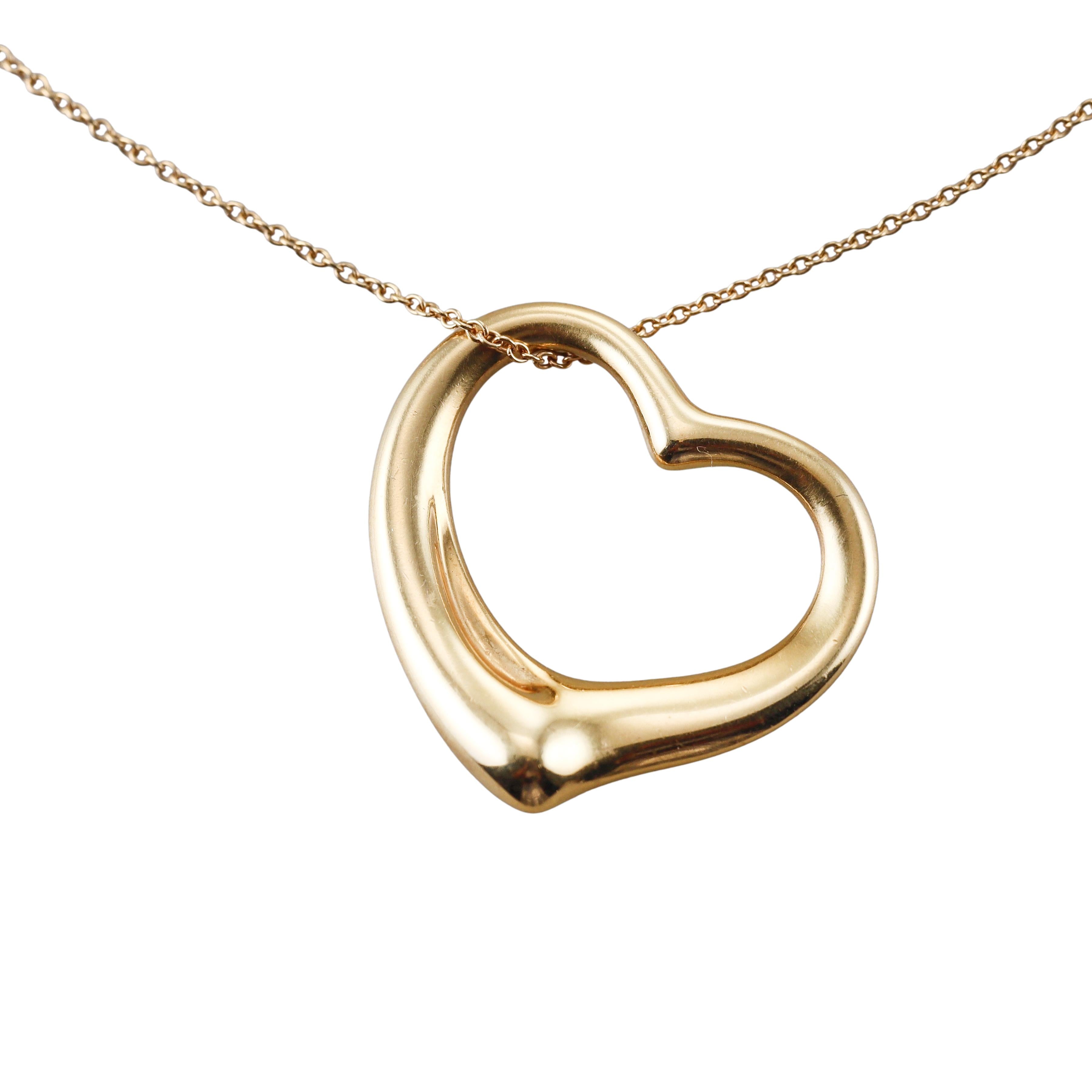 Tiffany & Co Elsa Peretti Open Heart Gold Pendant Necklace