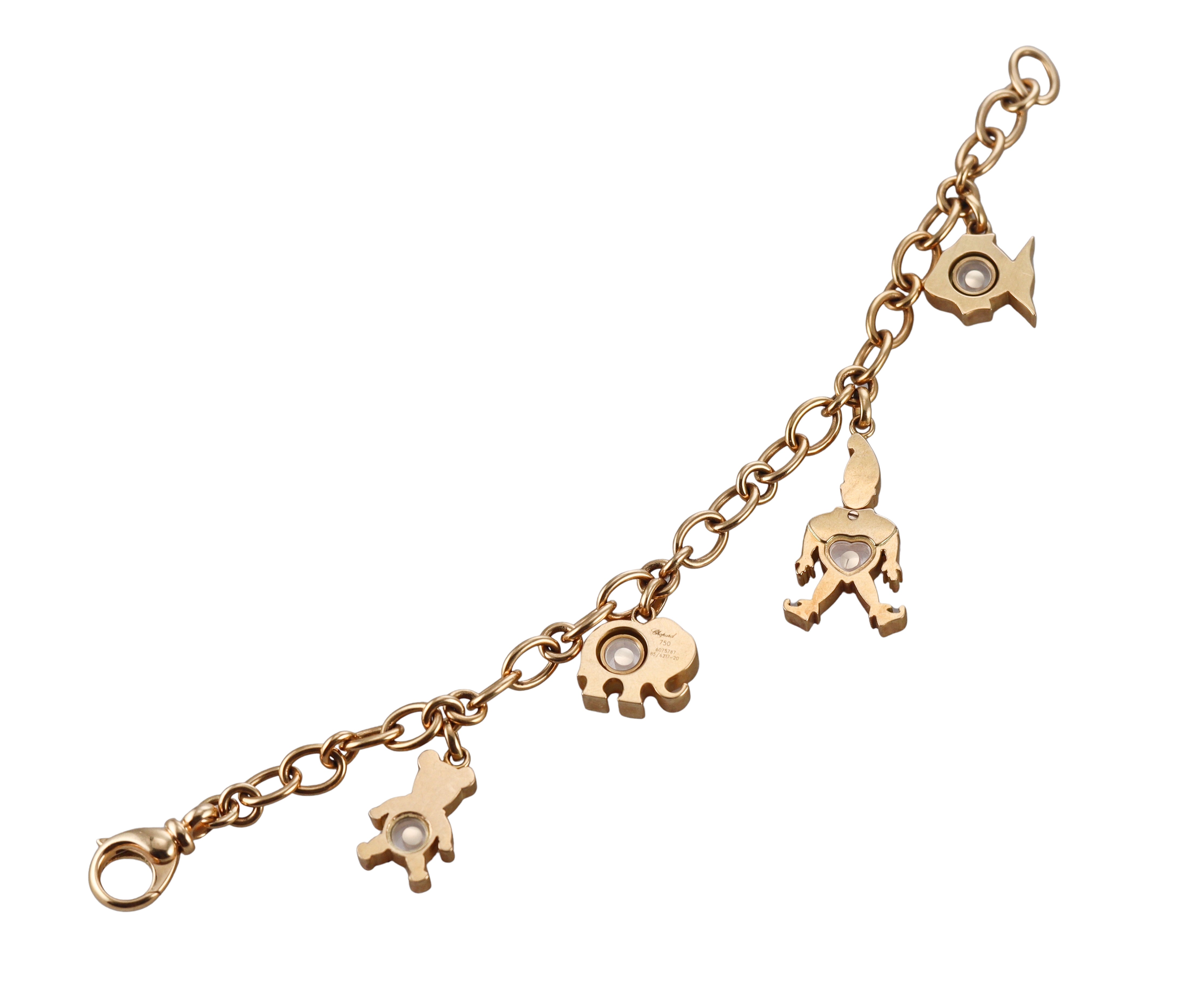 Chopard Happy Diamonds Clown Bear Elephant Fish Charm Gold Bracelet