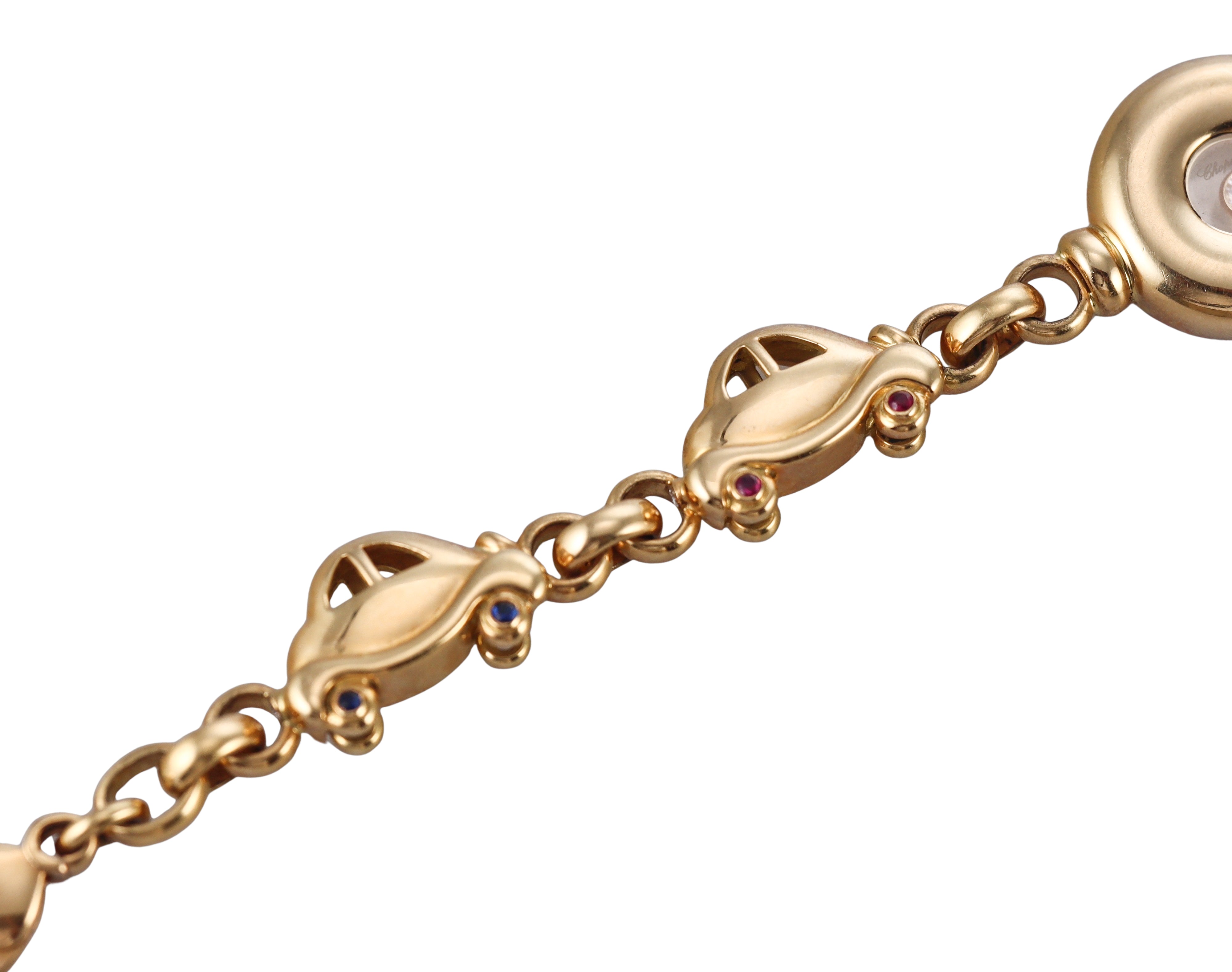 Chopard Happy Diamonds Ruby Sapphire Car Gold Bracelet 85/2431/16-20