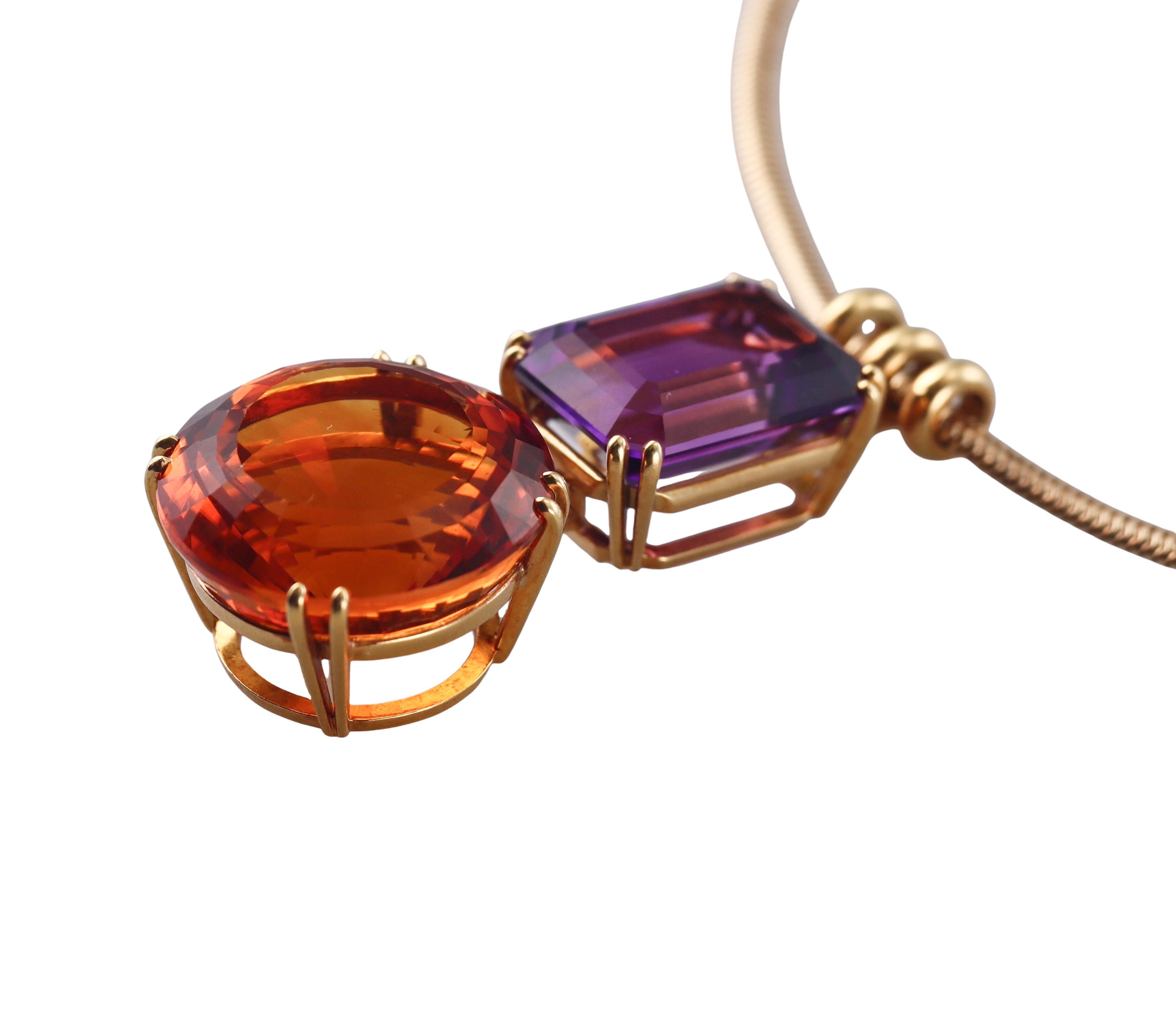 Tiffany & Co Paloma Picasso Vintage Citrine Amethyst Gold Pendant Necklace