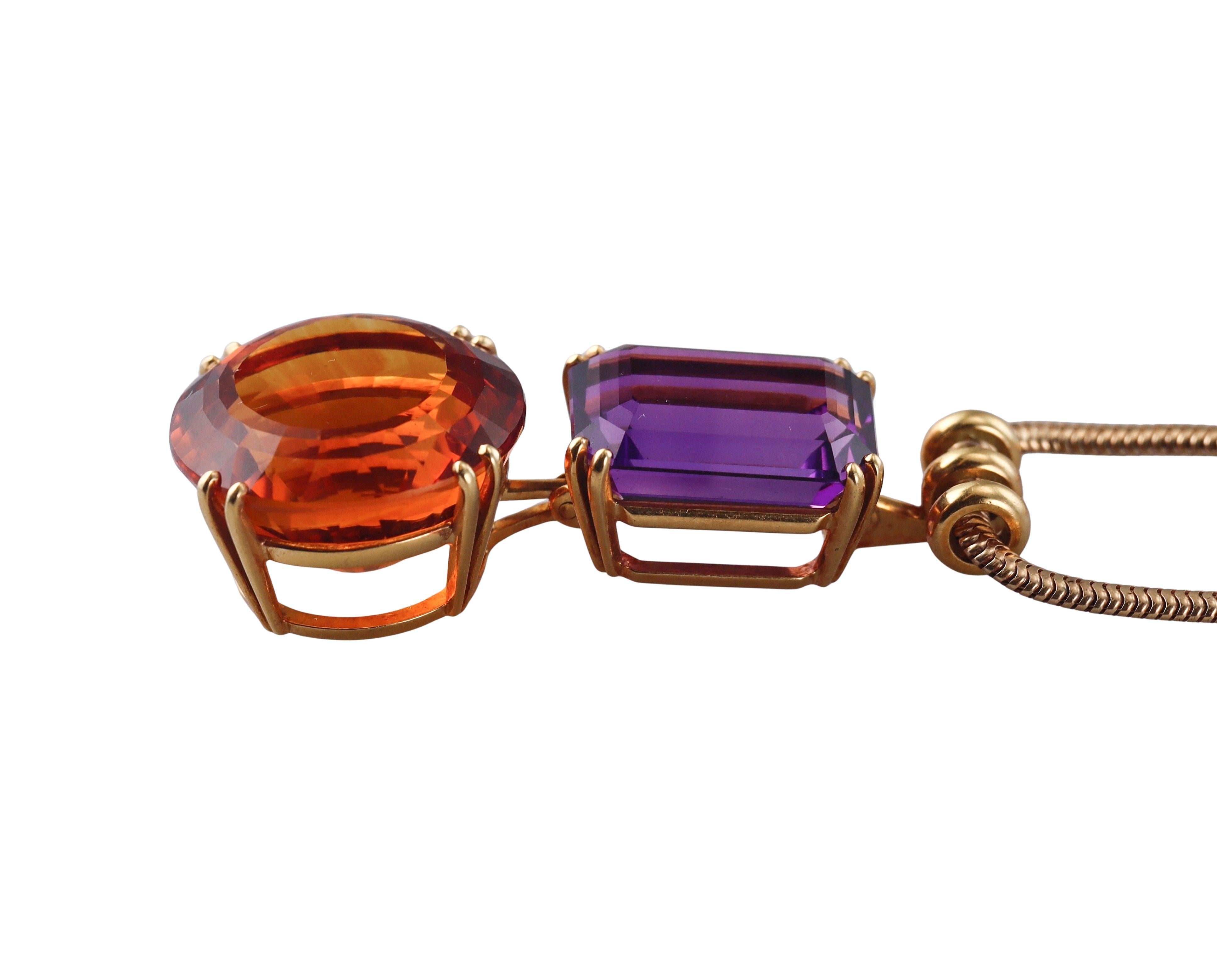 Tiffany & Co Paloma Picasso Vintage Citrine Amethyst Gold Pendant Necklace