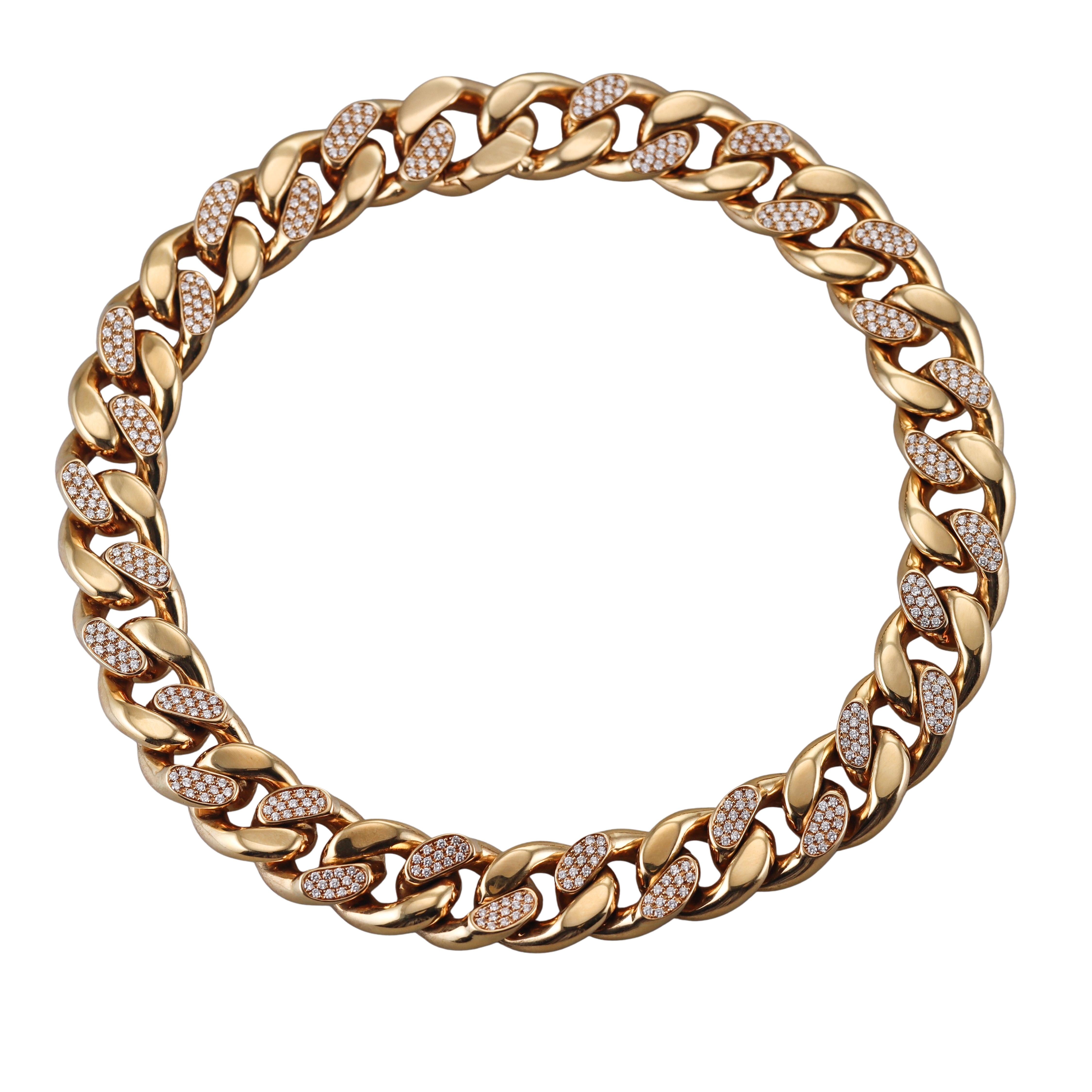 Bottega Veneta Gold Diamond Curb Link Chain Necklace