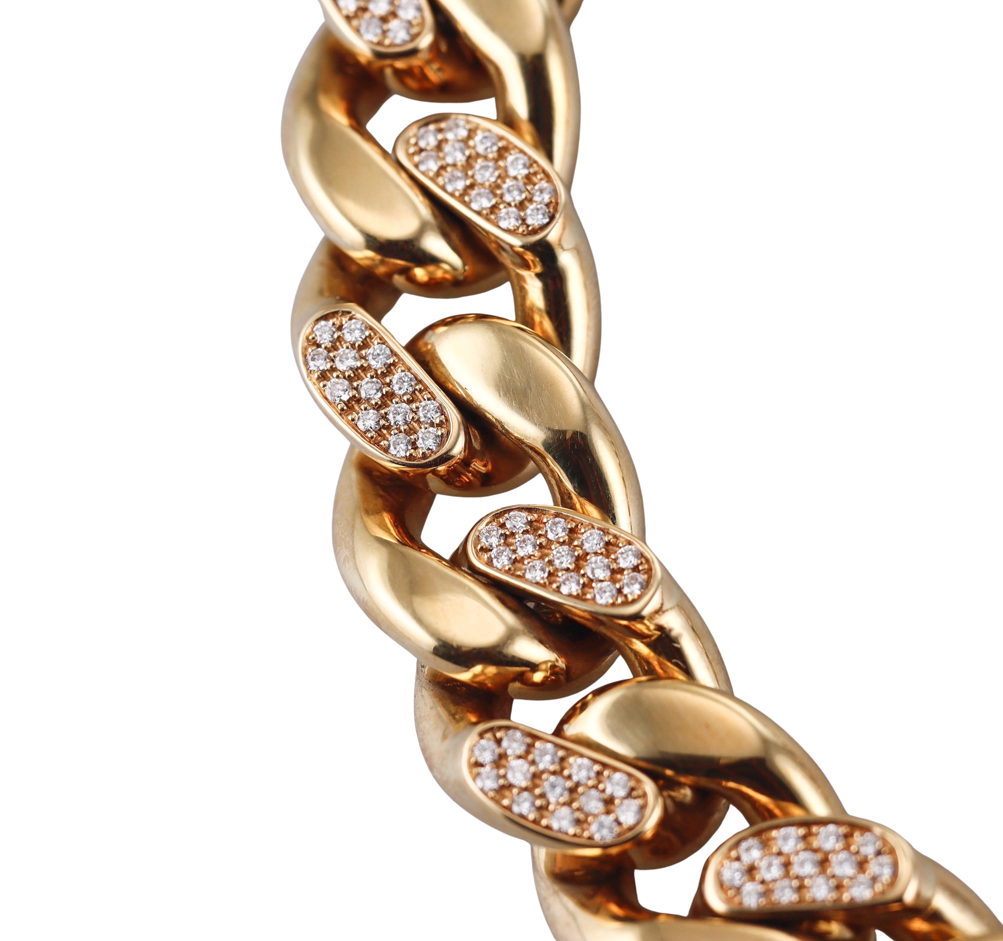 Bottega Veneta Gold Diamond Curb Link Chain Necklace