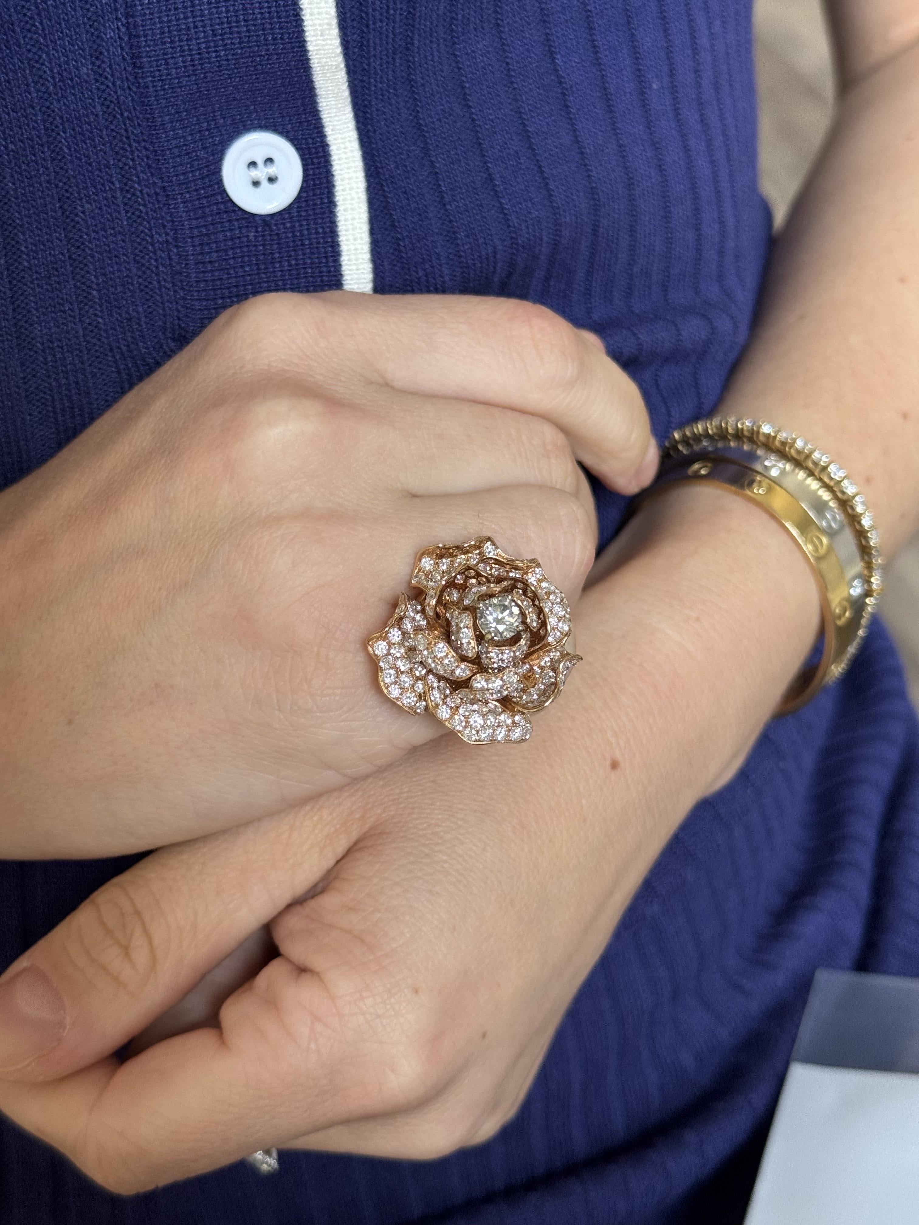 Rose Gold Diamond Flower Ring