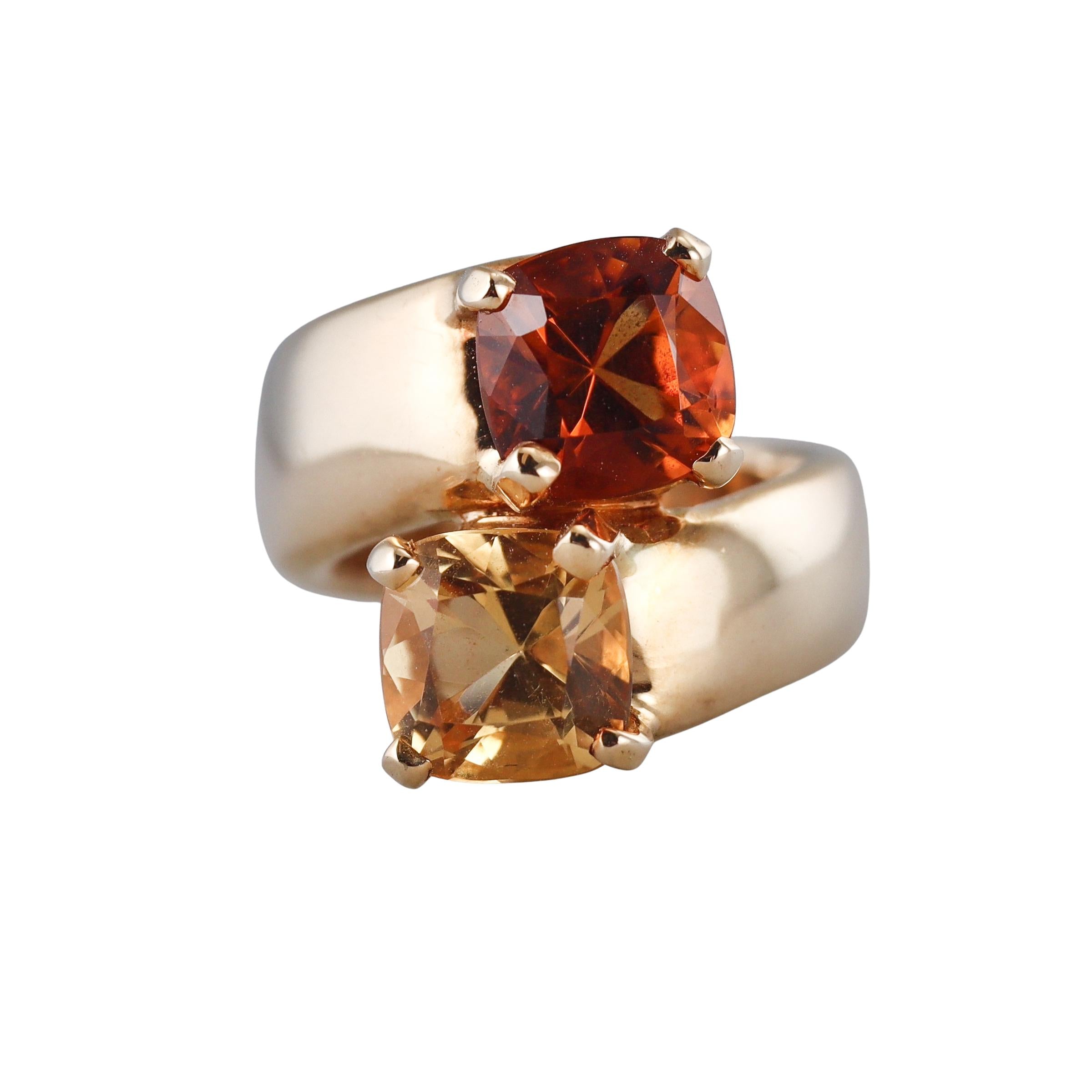 Hermes Vintage Citrine Gold Bypass Ring