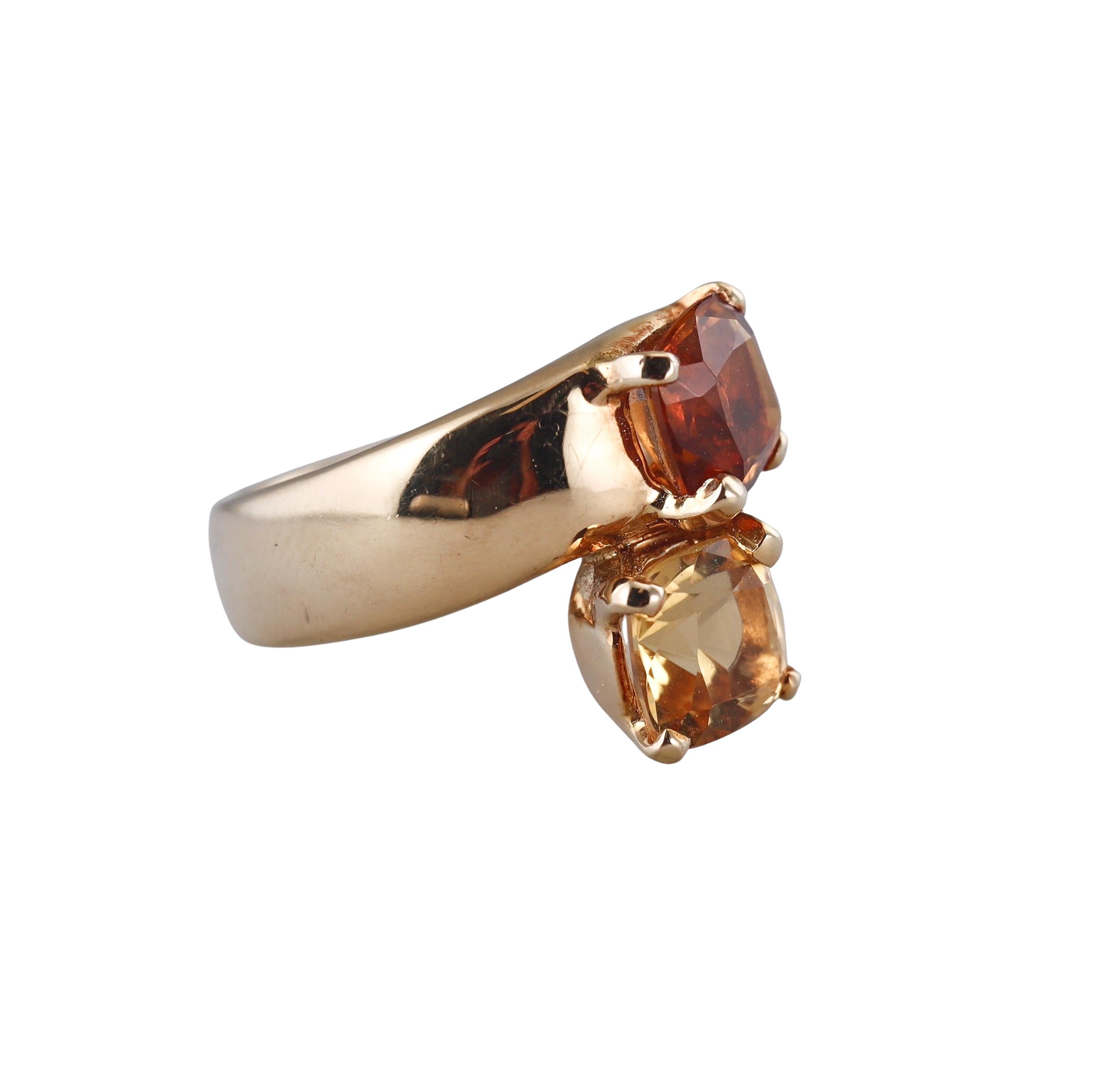 Hermes Vintage Citrine Gold Bypass Ring