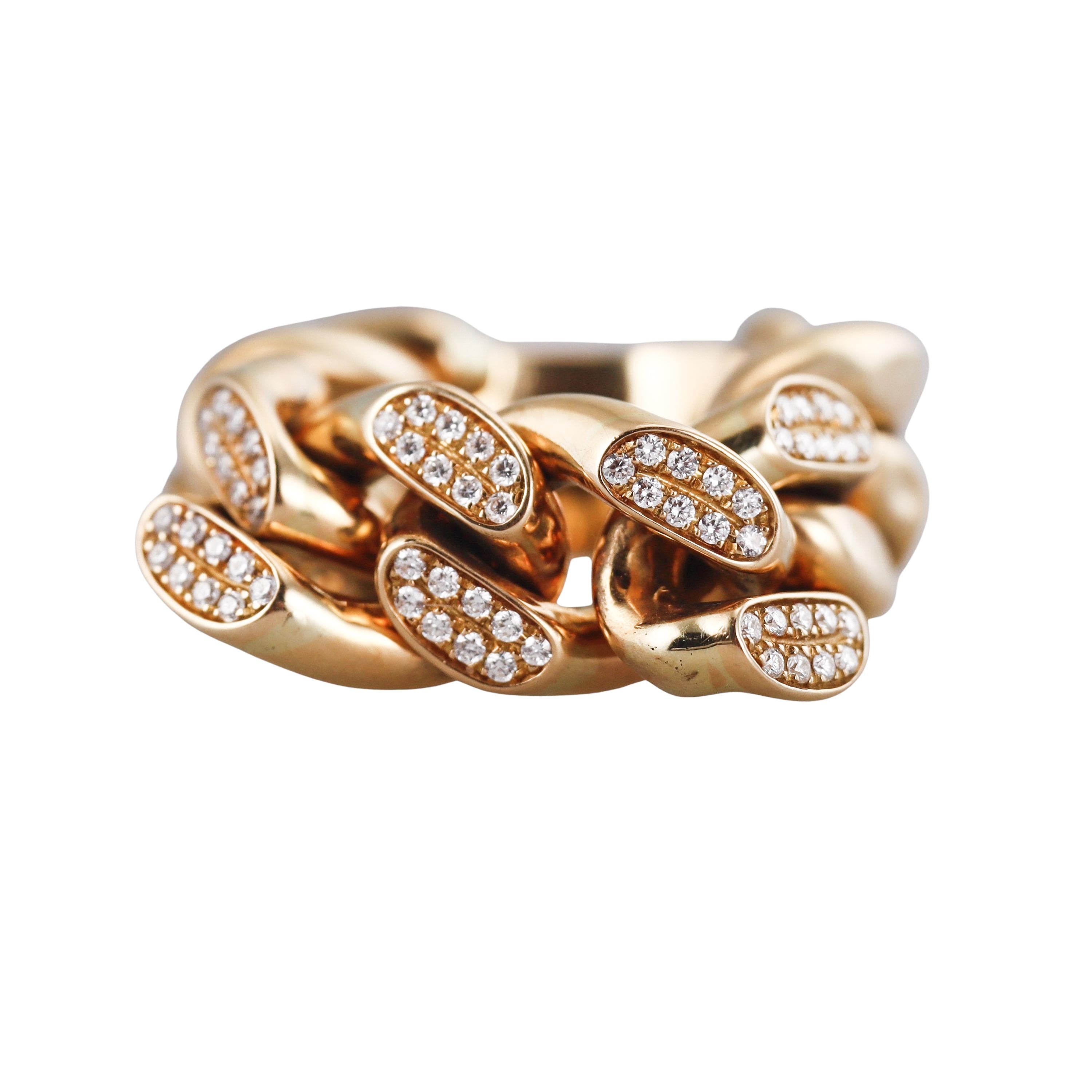 Bottega Veneta Diamond Gold Curb Link Chain Ring