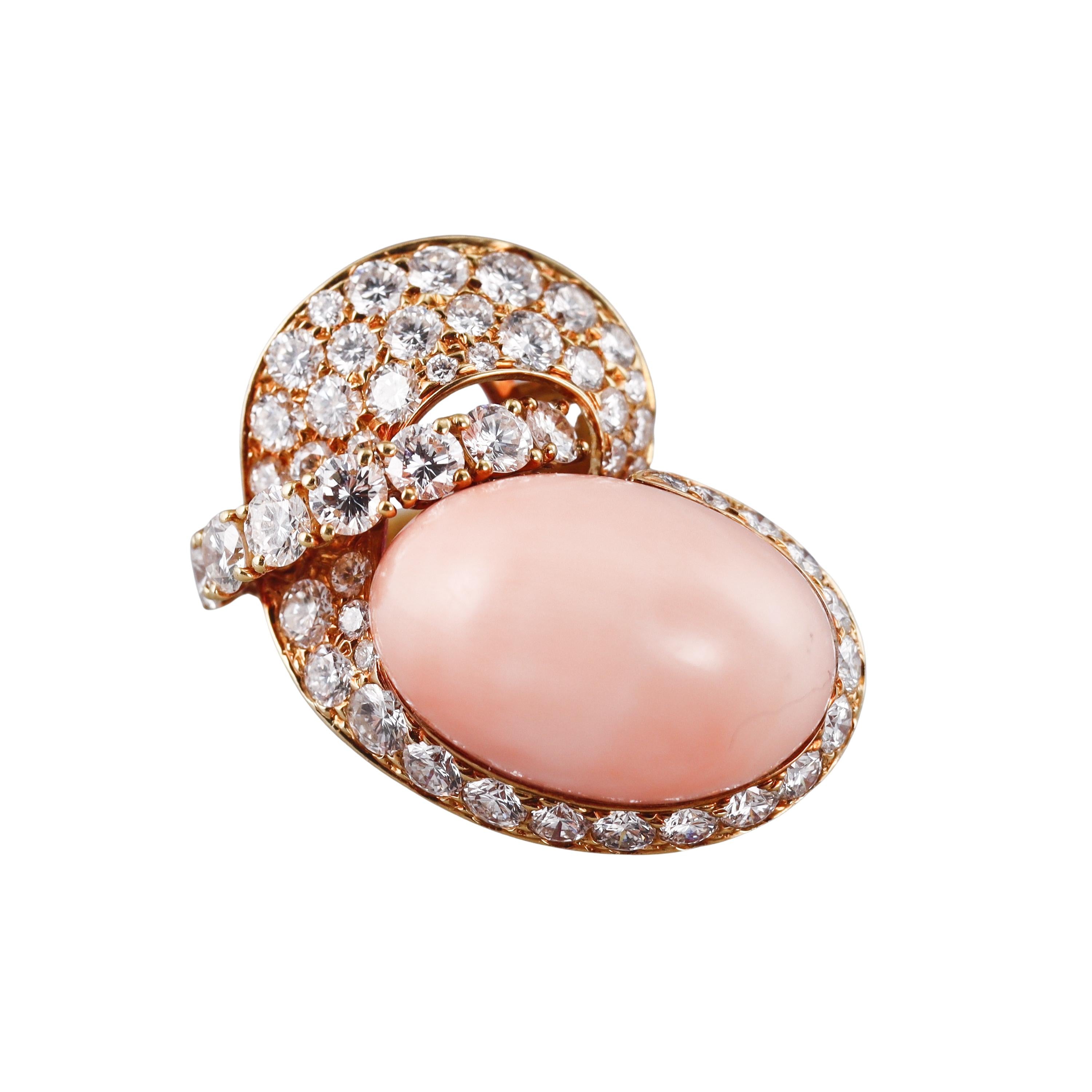 M. Gerard Coral Diamond Gold Cocktail Ring