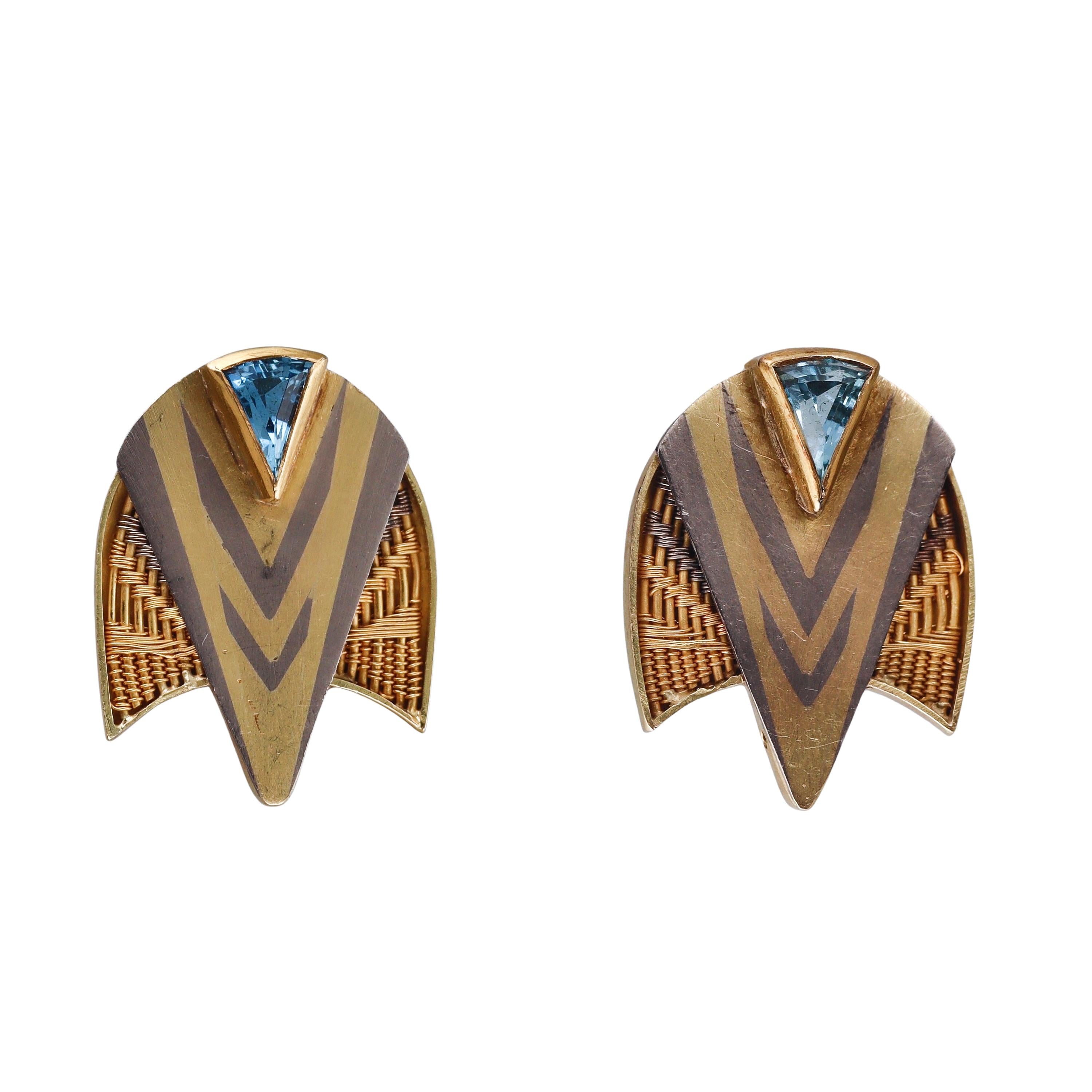 Vicki Eisenfeld Blue Topaz Gold Earrings