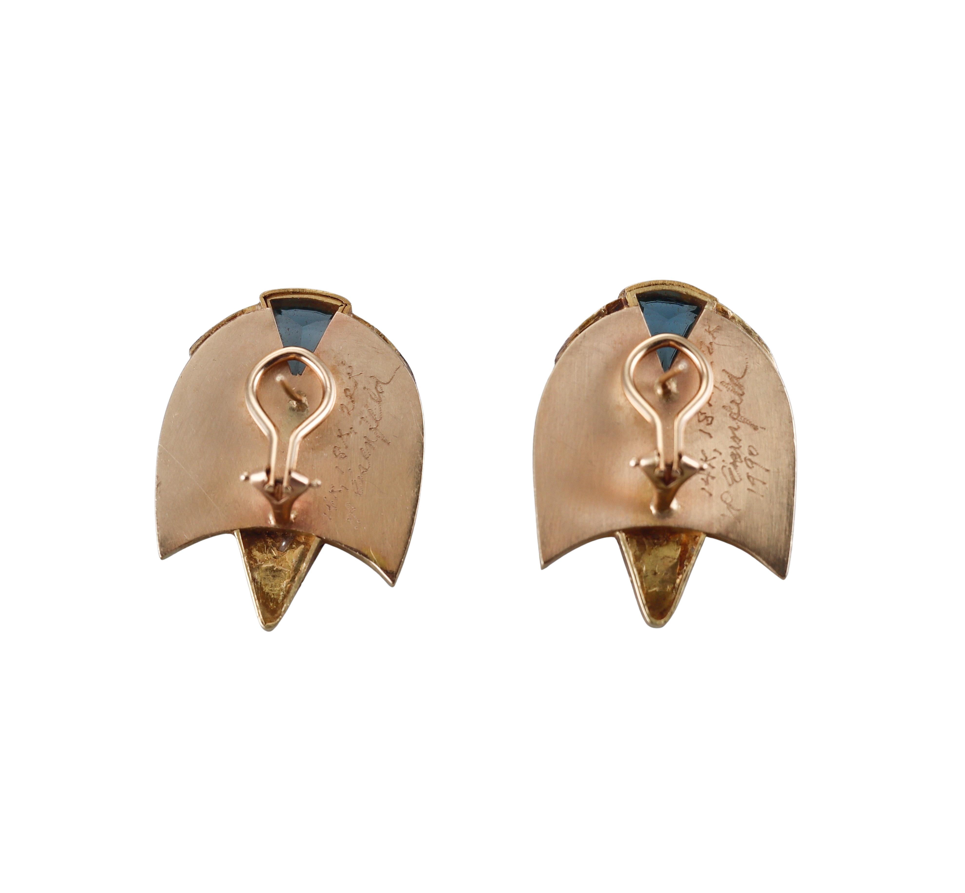 Vicki Eisenfeld Blue Topaz Gold Earrings