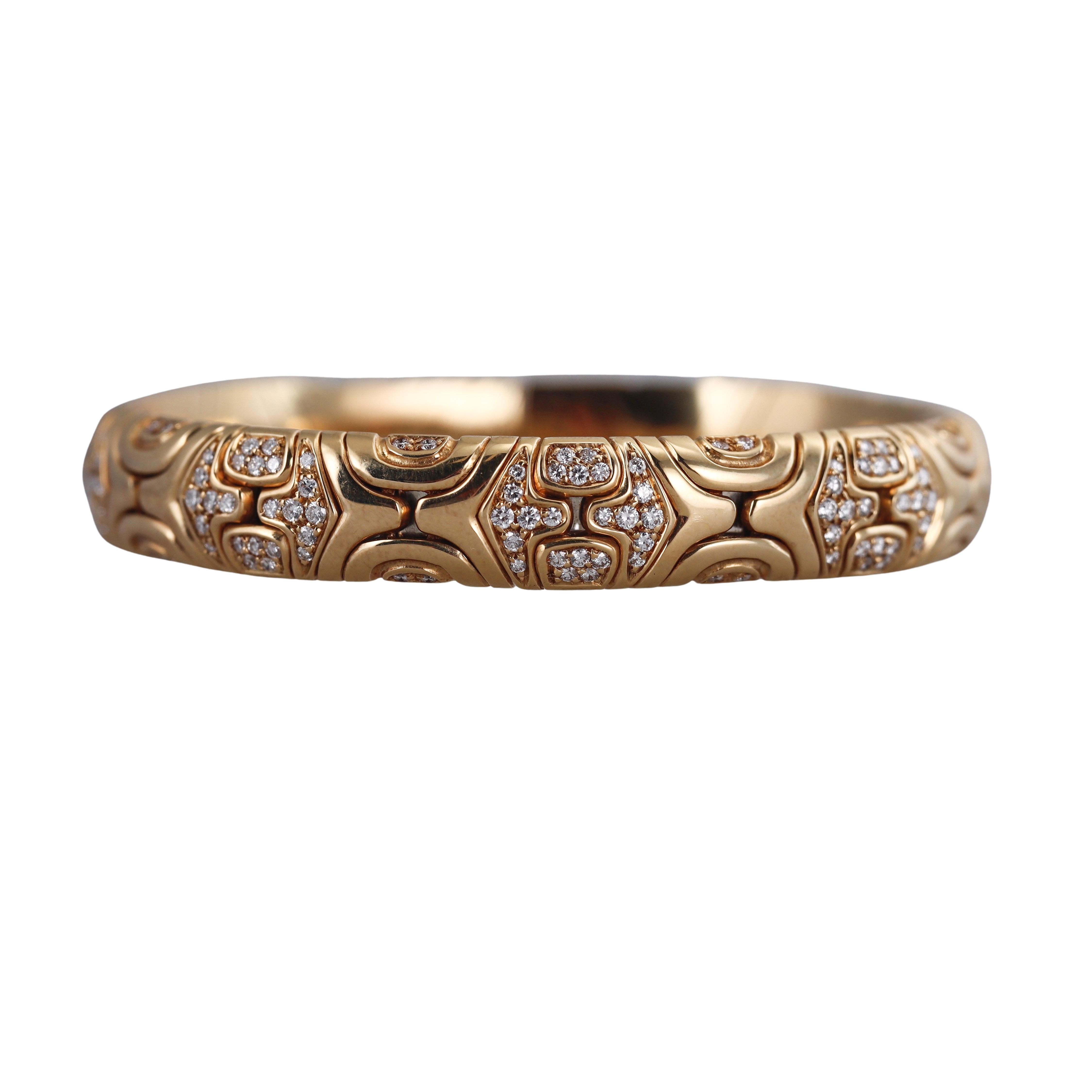 Bulgari Alveare Diamond Gold Bangle Bracelet