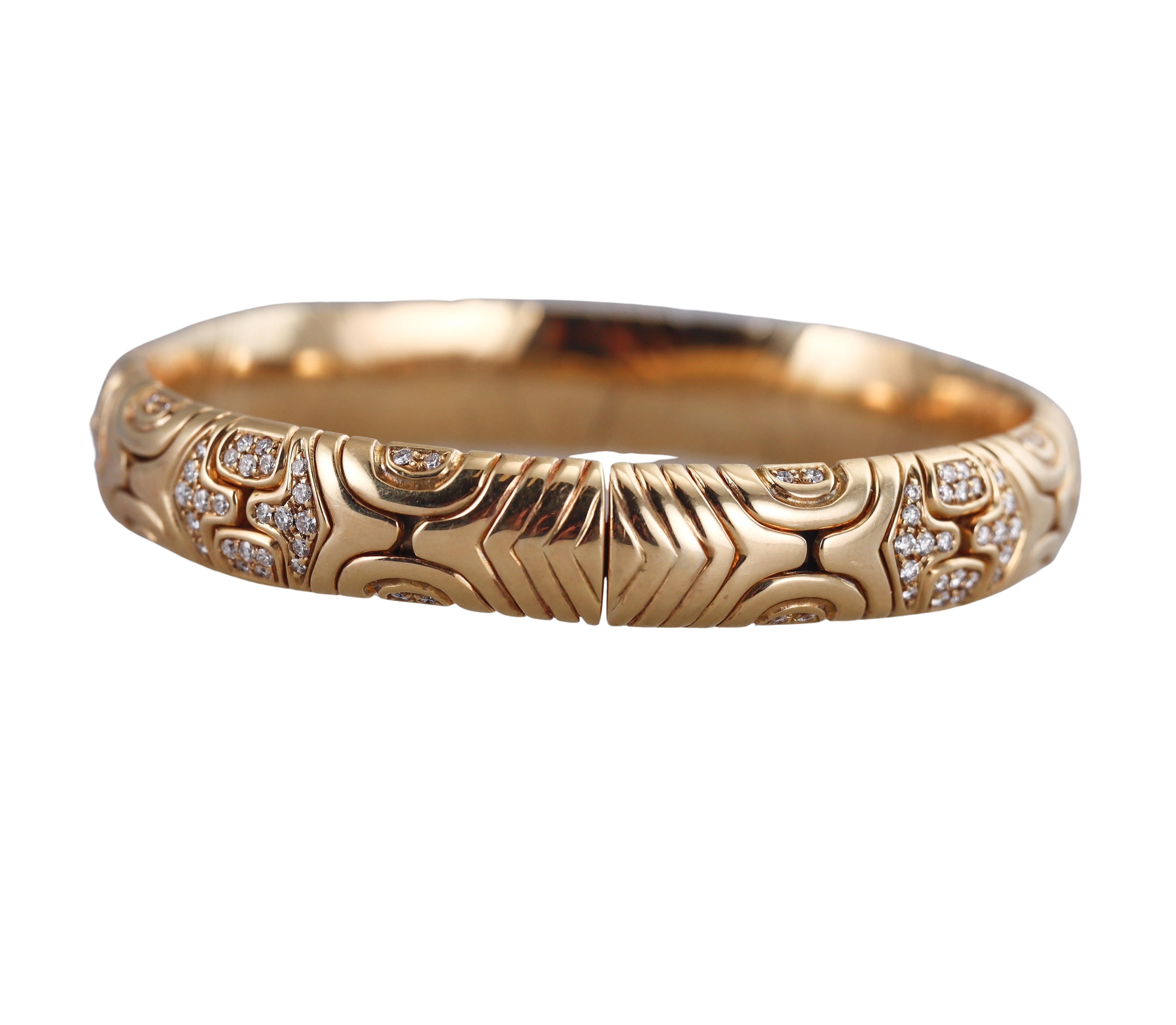 Bulgari Alveare Diamond Gold Bangle Bracelet
