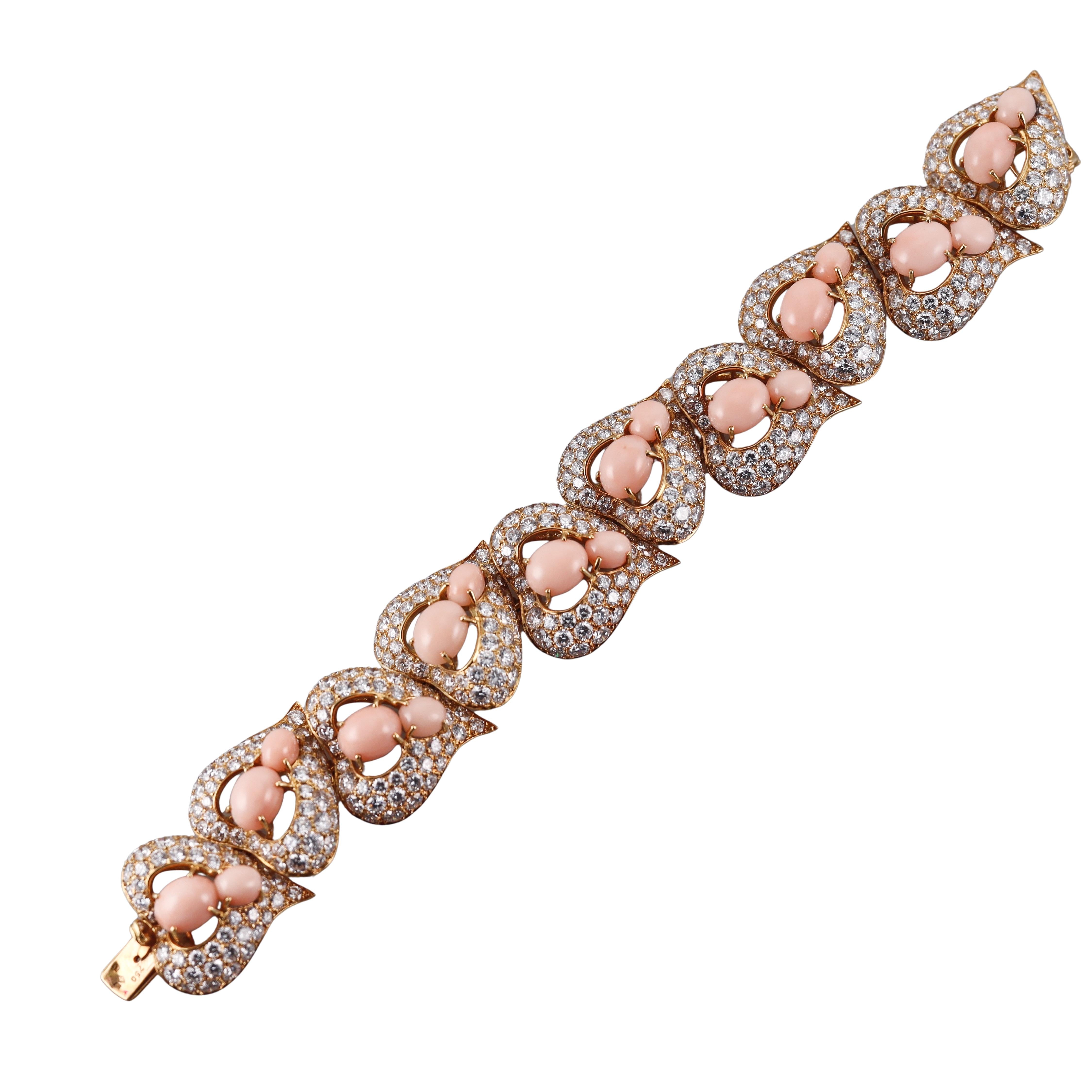M. Gerard Coral 36 Carat Diamond Gold Bracelet