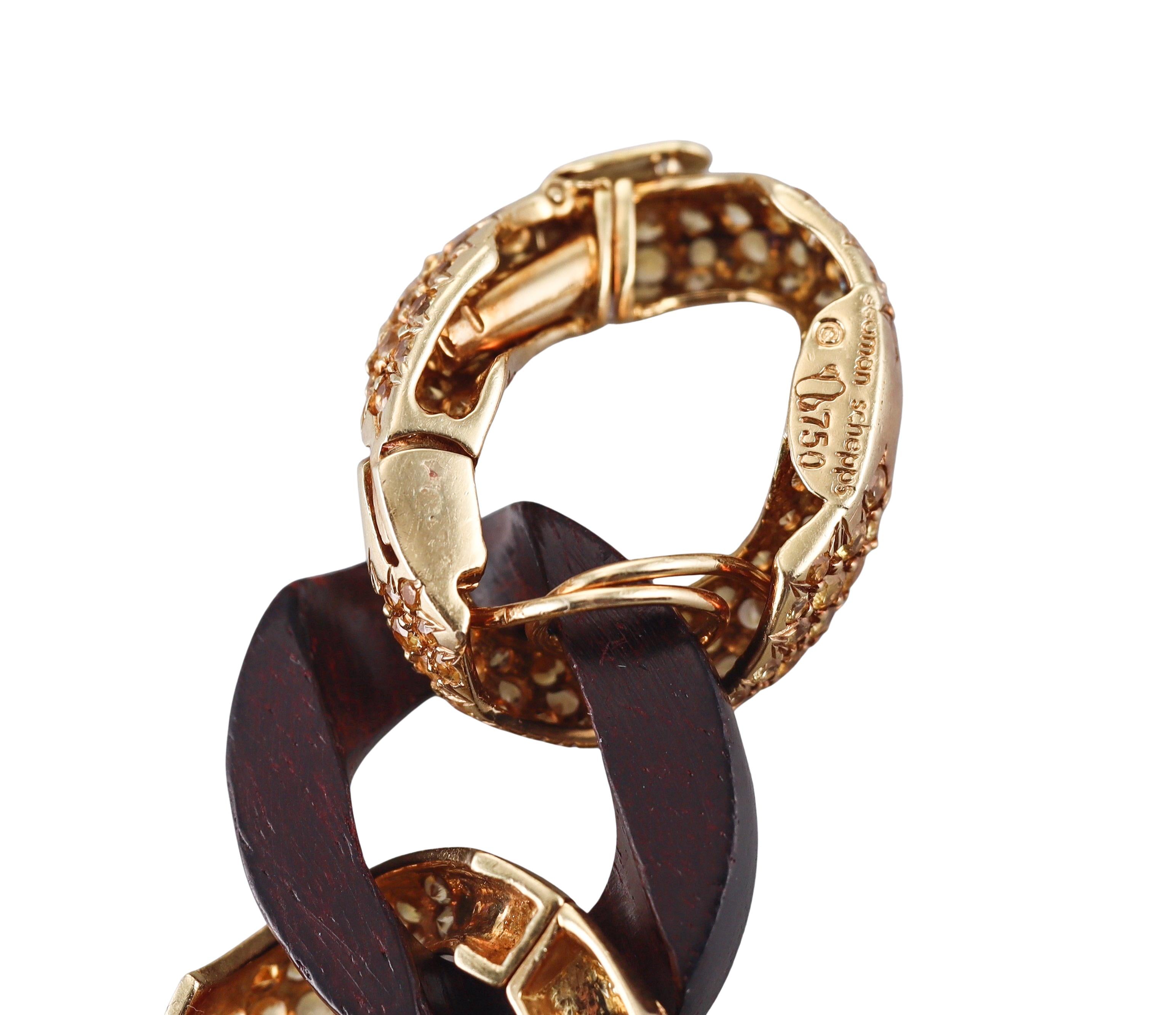 Seaman Schepps Yellow Sapphire Wood Gold Medium Link Bracelet
