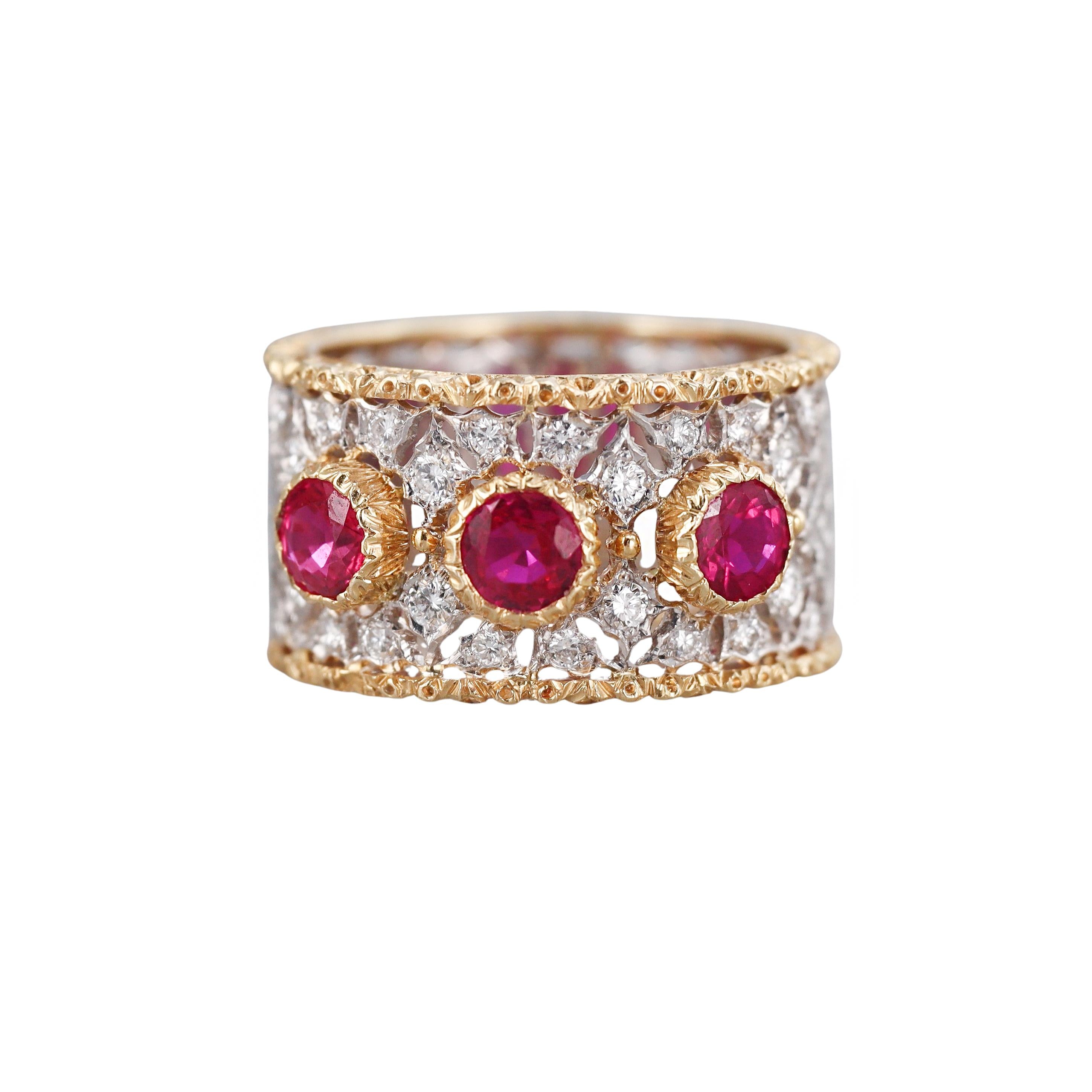 Buccellati Ruby Diamond Gold Band Ring
