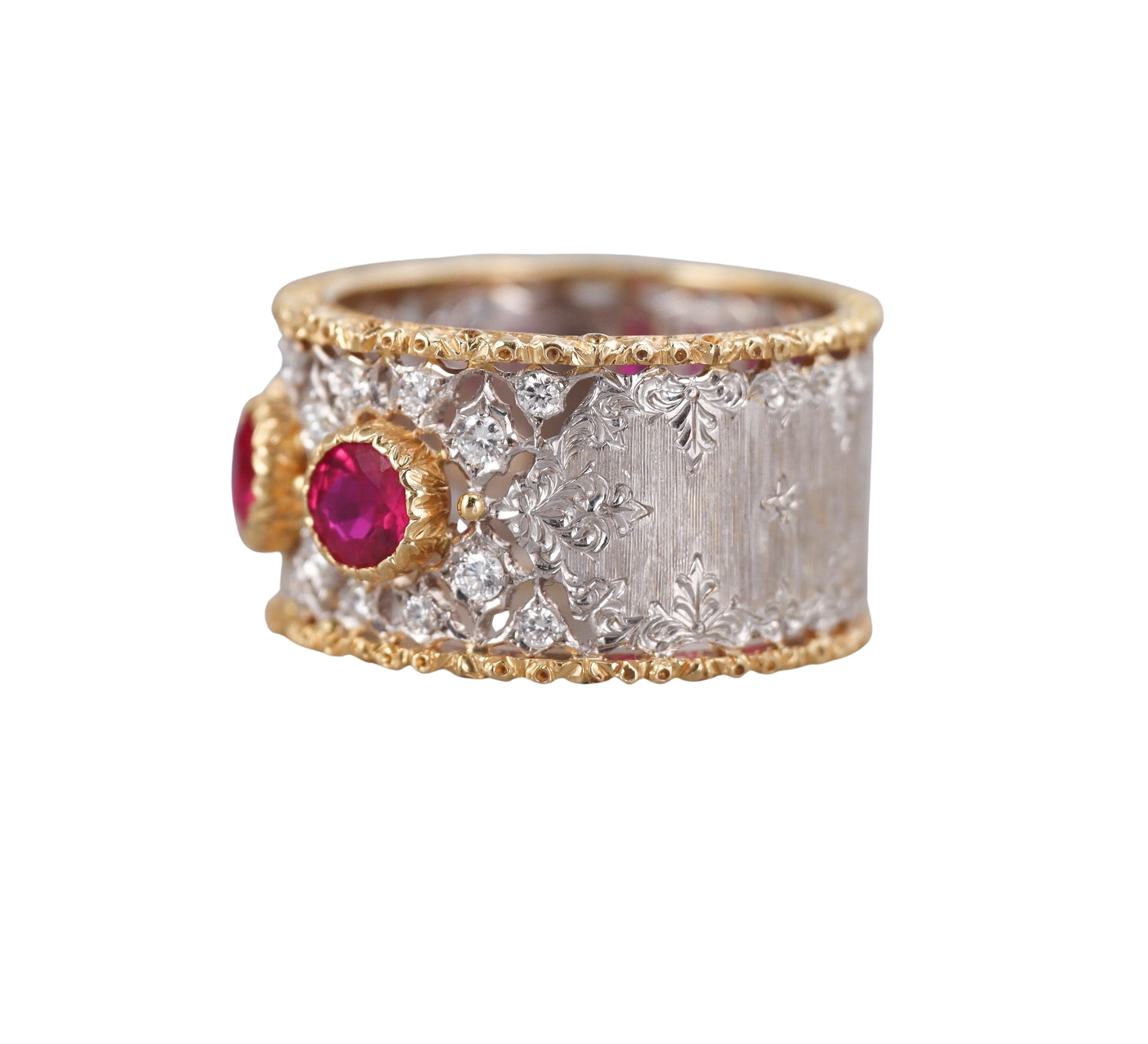 Buccellati Ruby Diamond Gold Band Ring