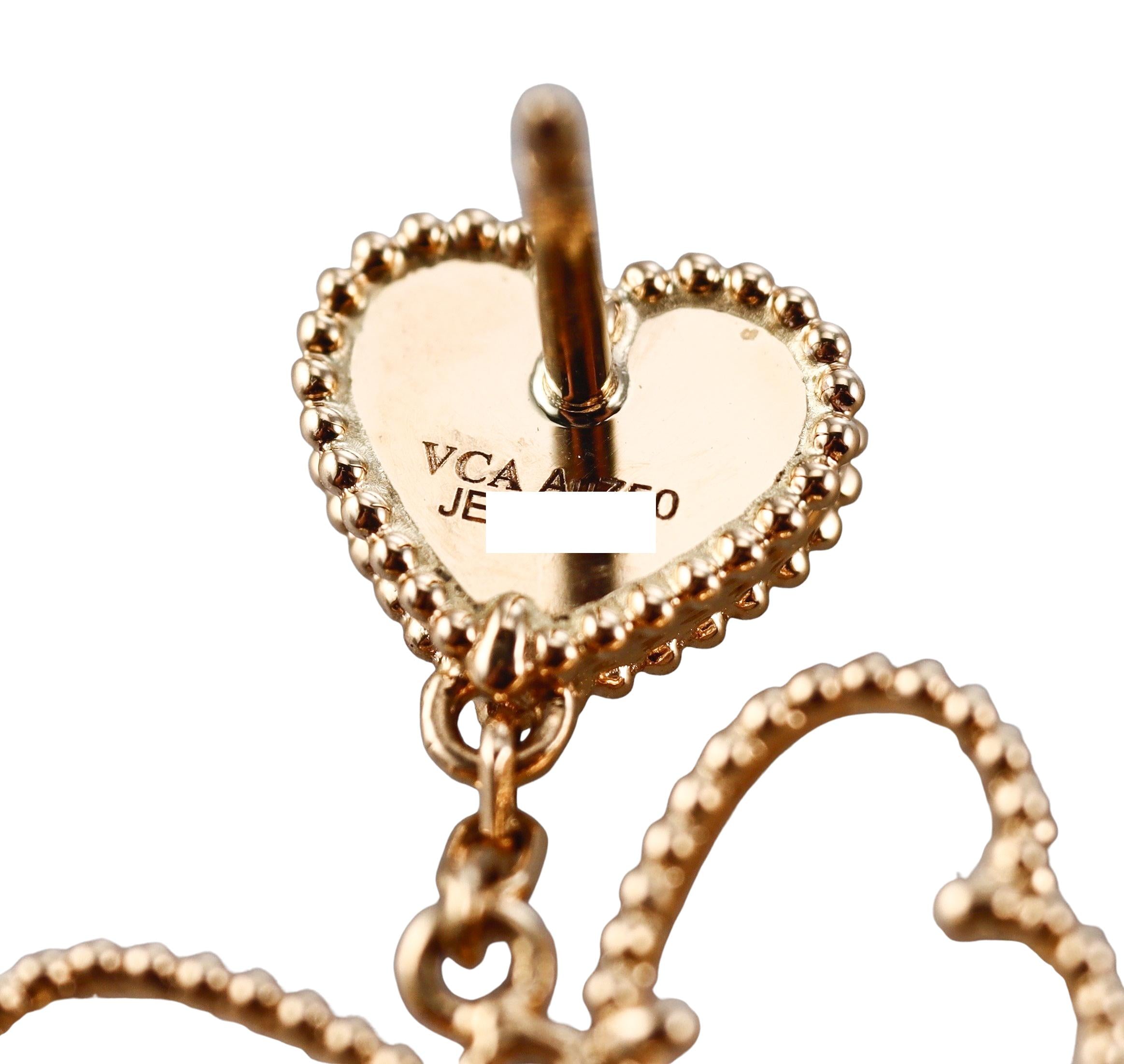 Van Cleef & Arpels Sweet Hearts Diamond Mother of Pearl Gold Earrings