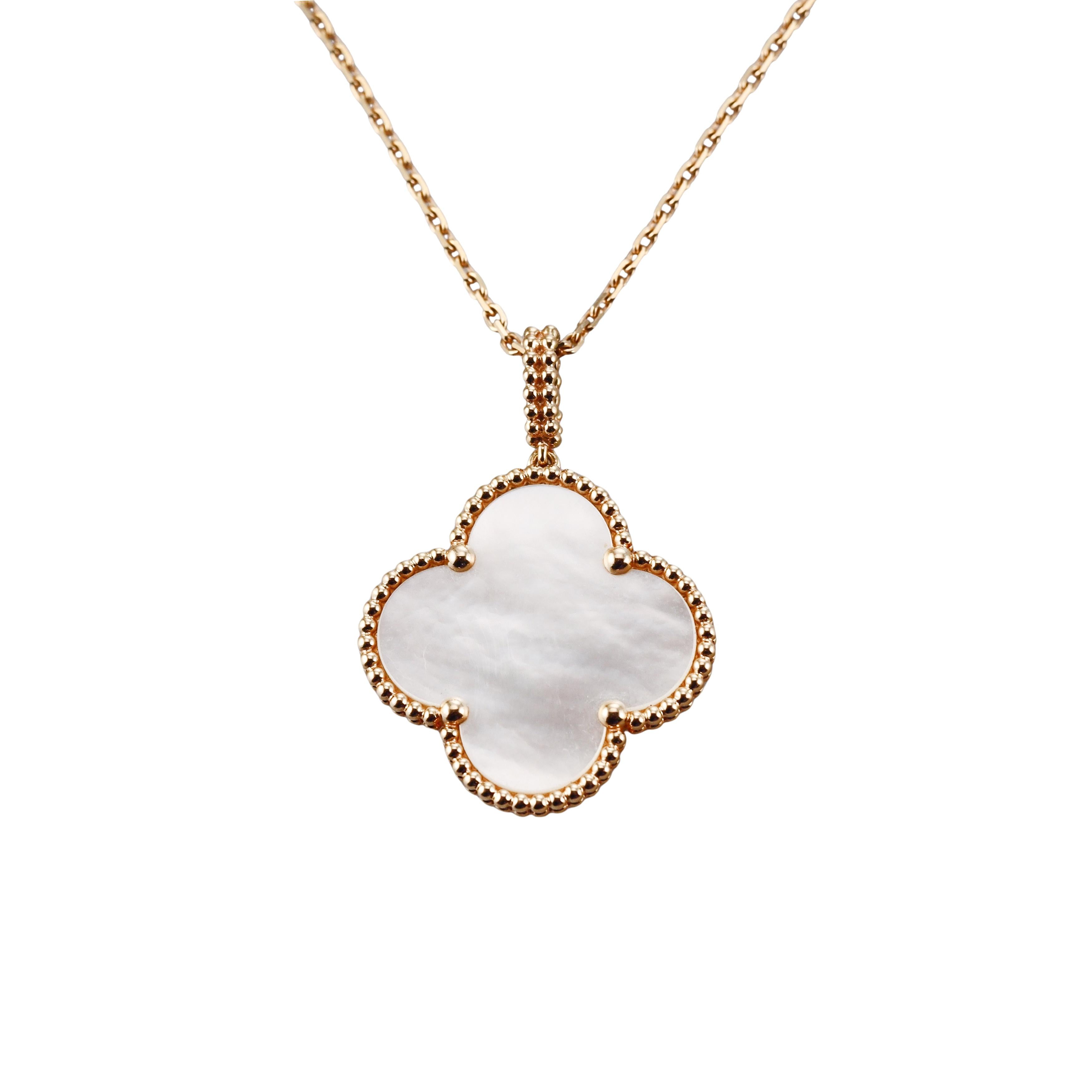 Van Cleef & Arpels Magic Alhambra Gold Mother of Pearl Pendant Long Necklace